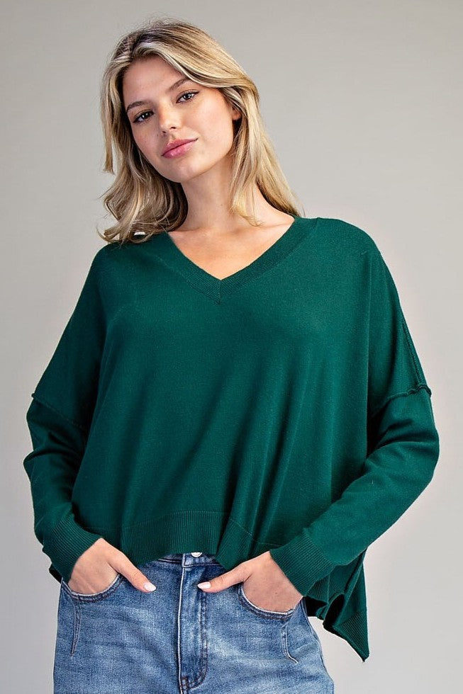 •MEGAN• exposed seam V-neck sweater