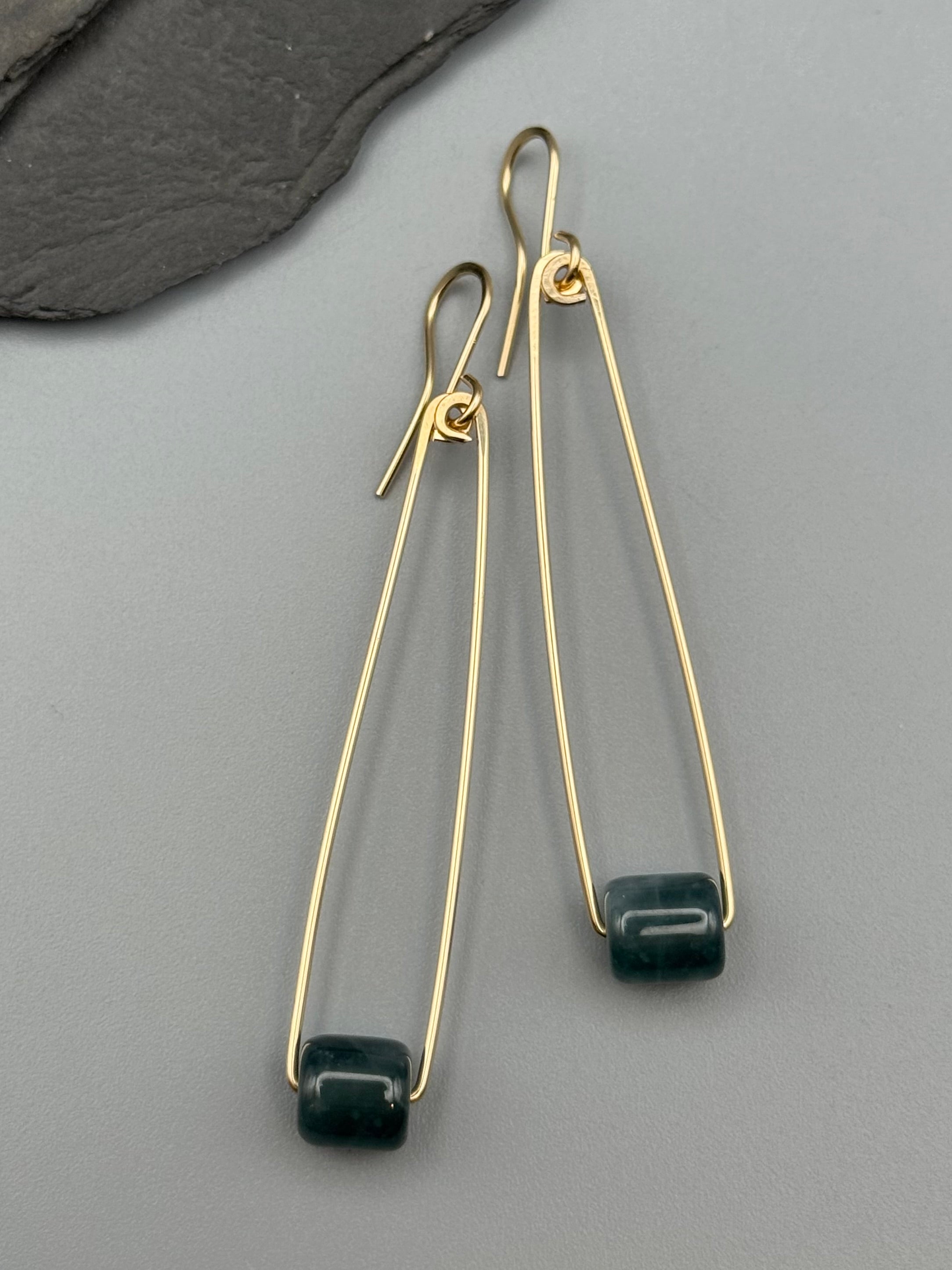 •PENDULUM• jade + gold dangle earrings