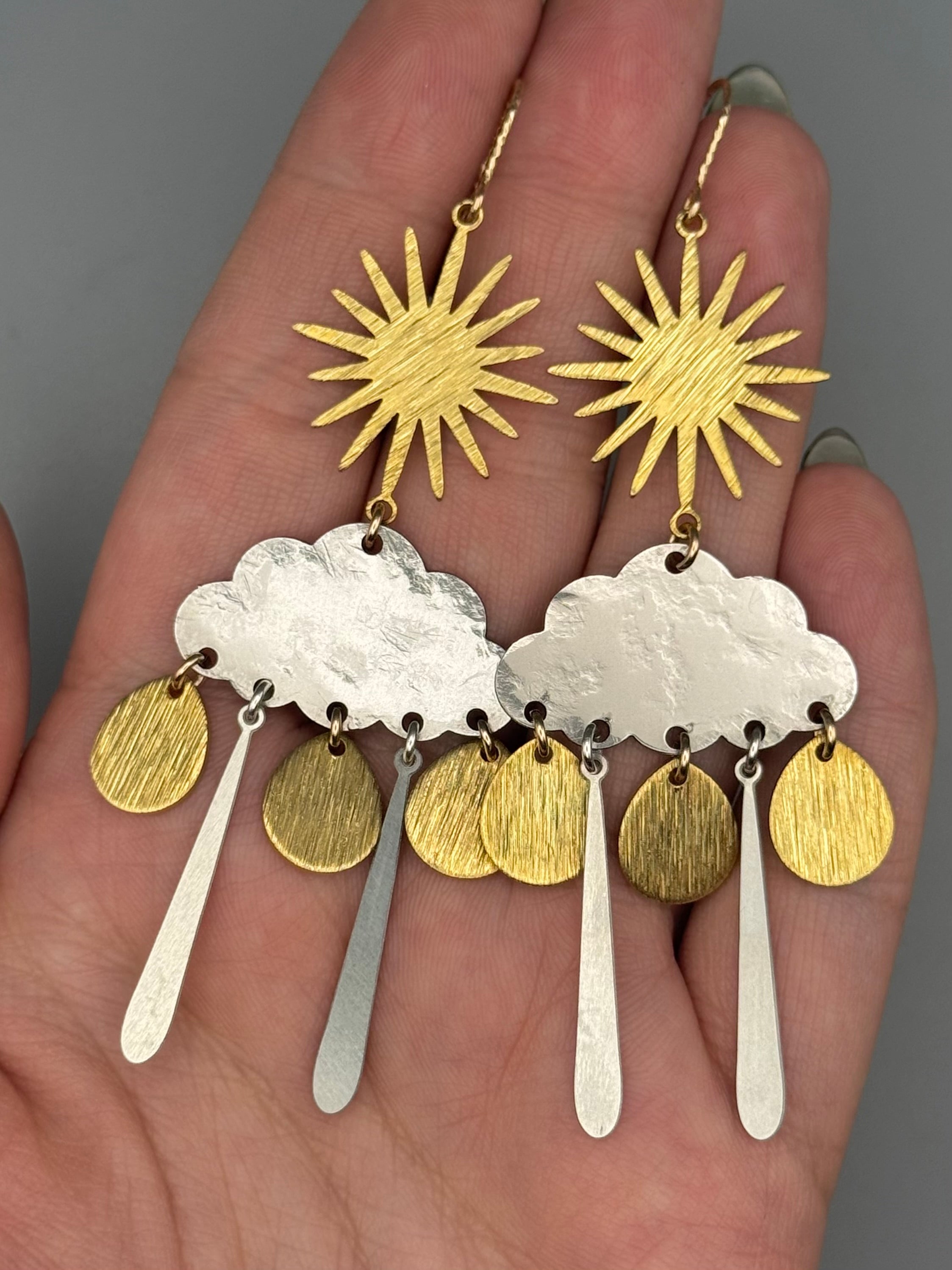 •SUN STORM• mixed metal dangle earrings