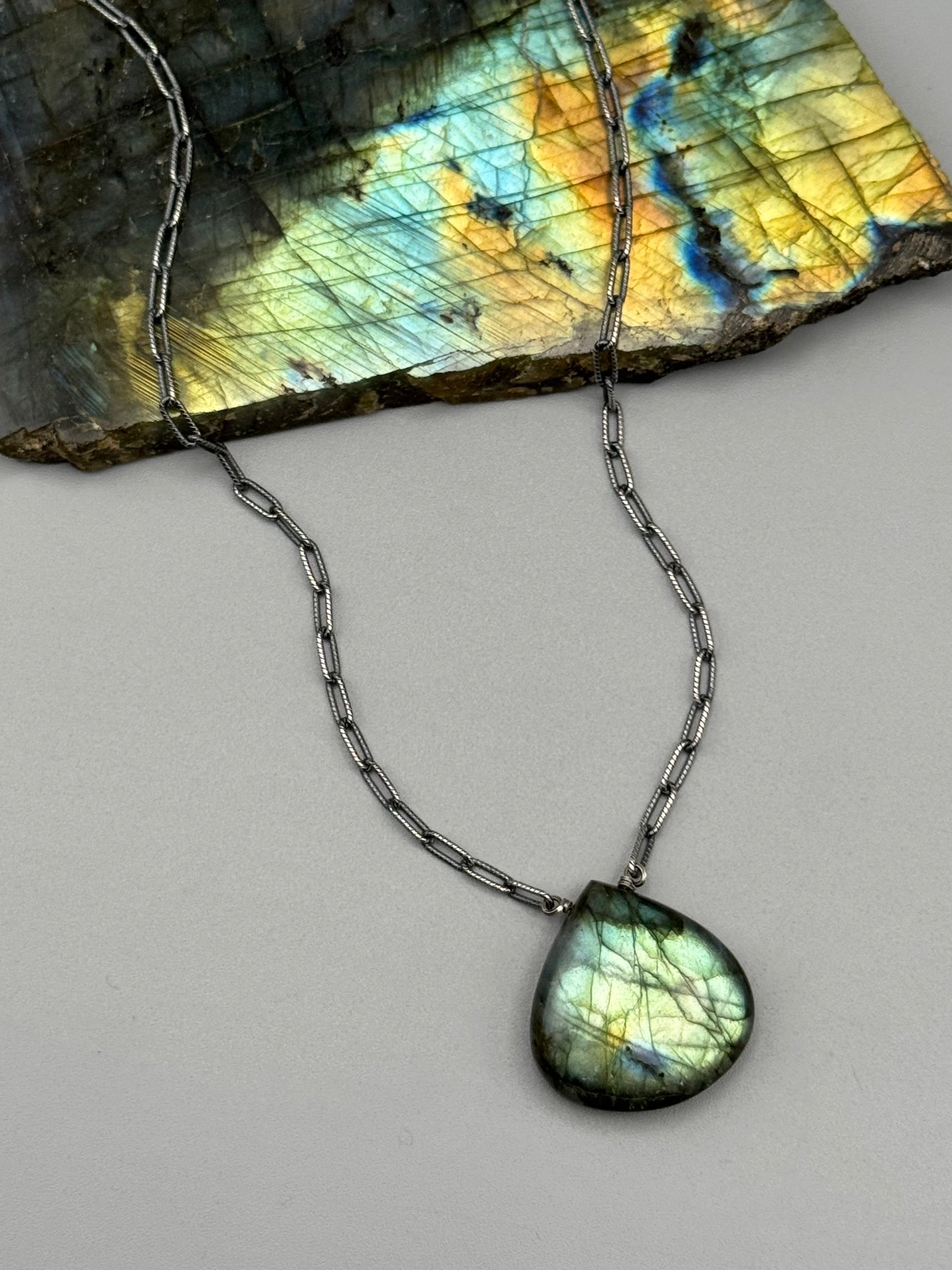 •AEON• labradorite + oxidized silver necklace (18"-20" long)