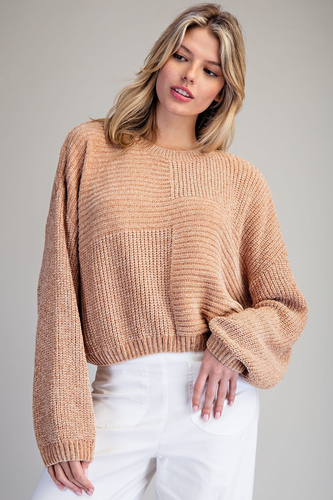 •NILLE• chenille knit patchwork sweater