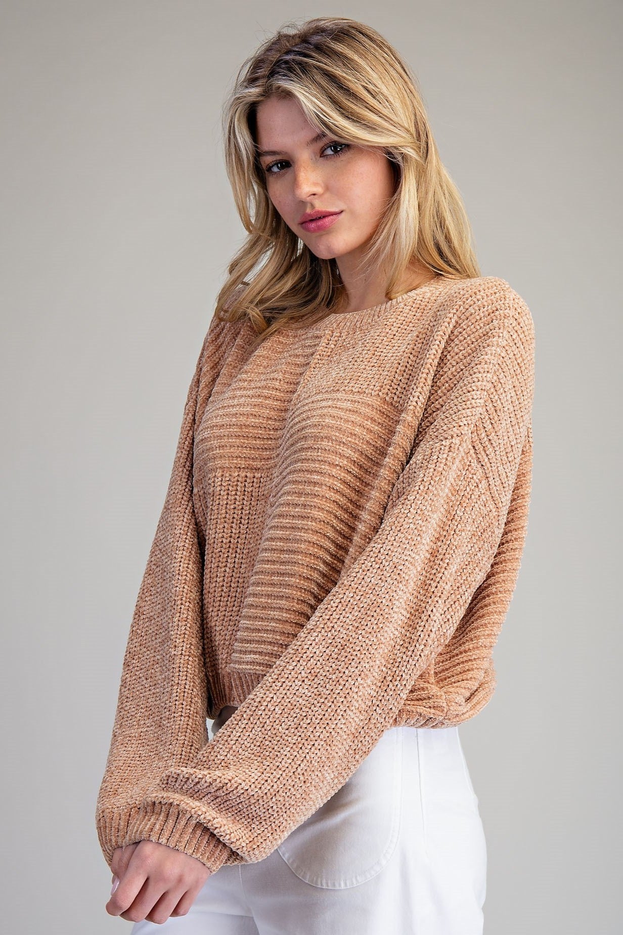 •NILLE• chenille knit patchwork sweater