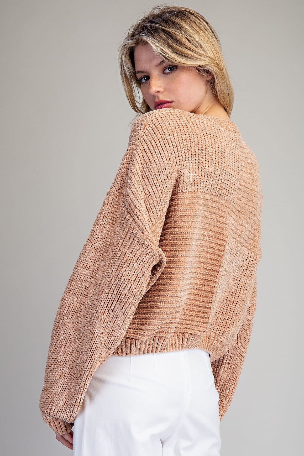 •NILLE• chenille knit patchwork sweater