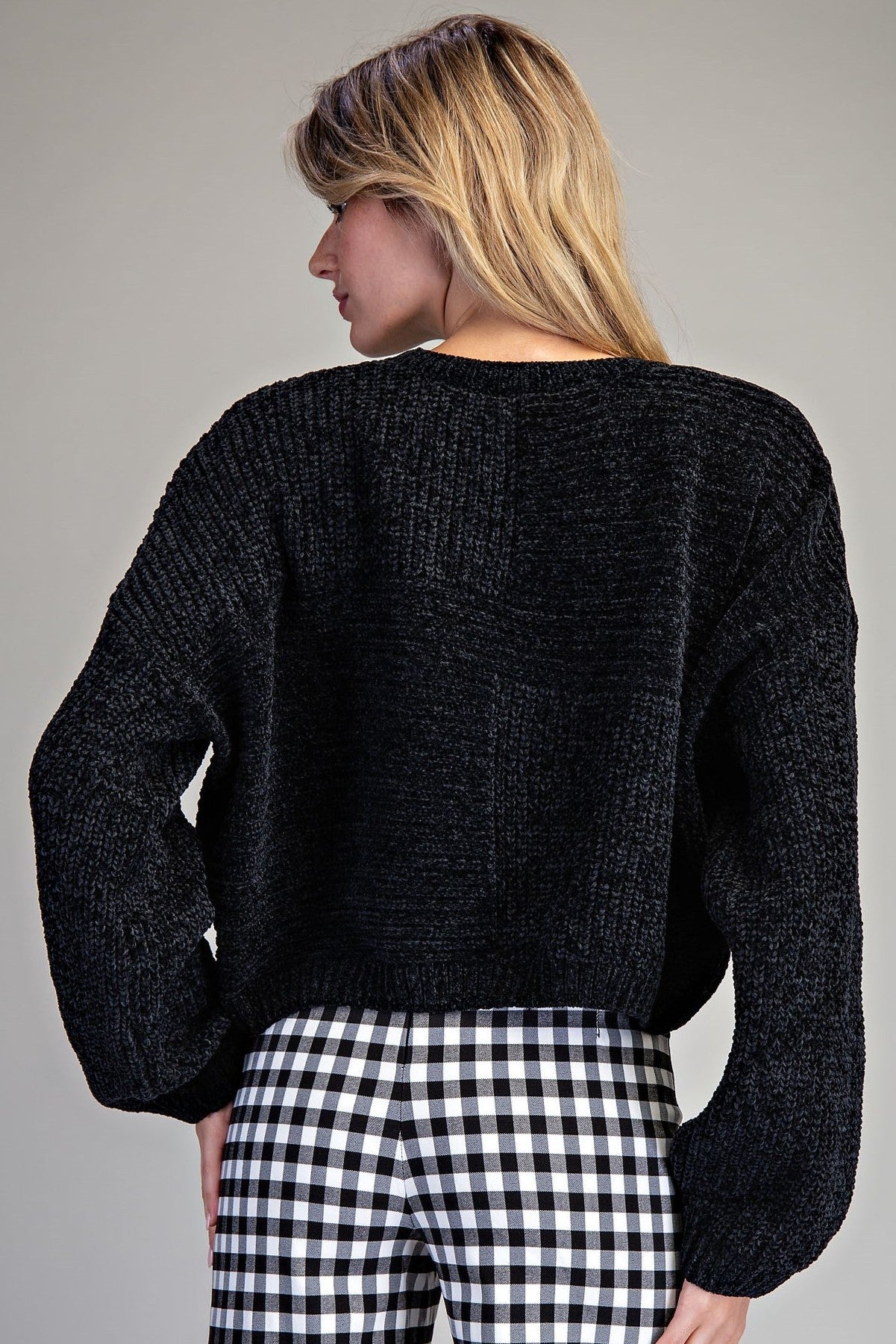 •NILLE• chenille knit patchwork sweater