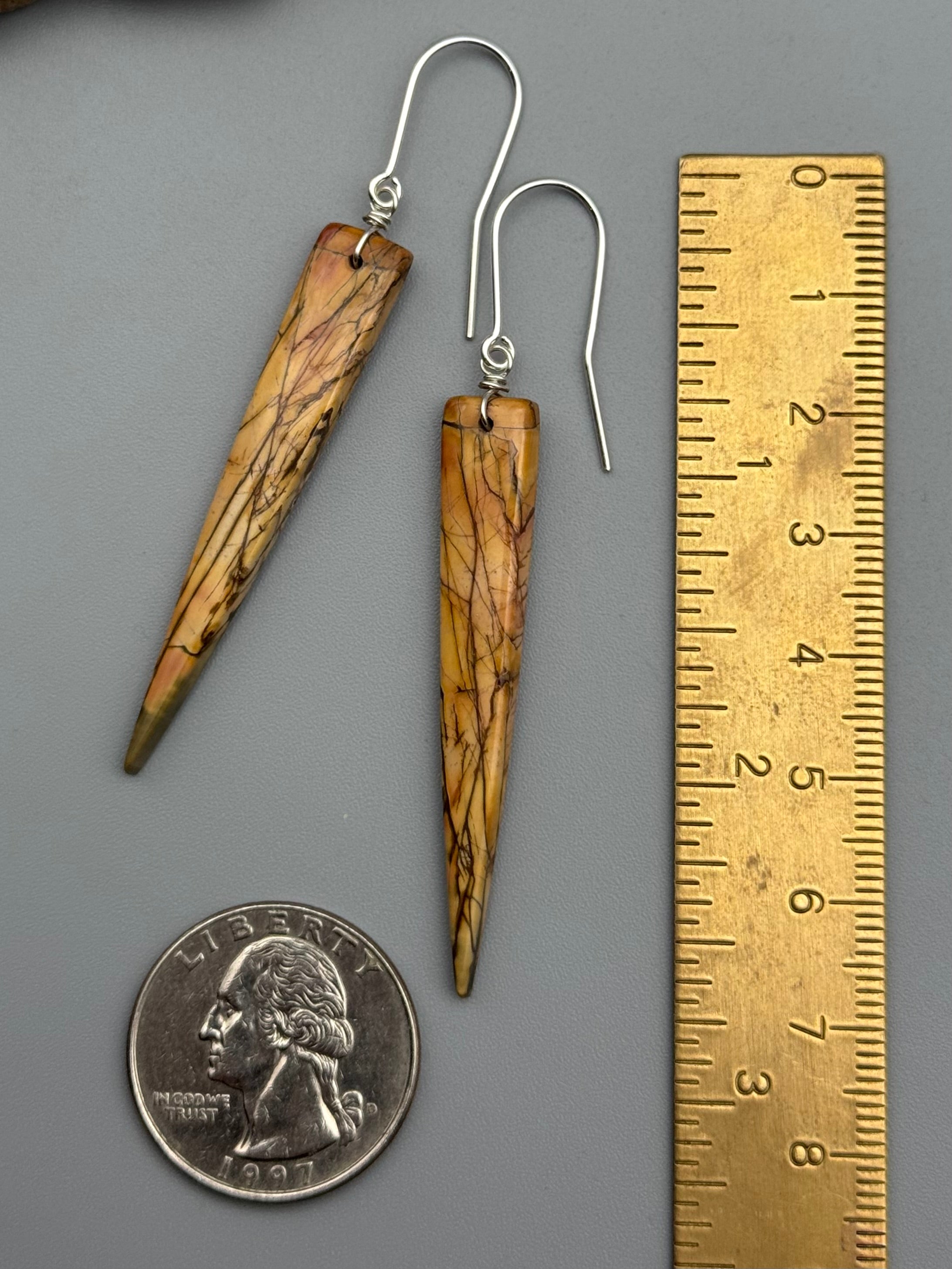 •STRAY• red creek jasper fang + silver earrings