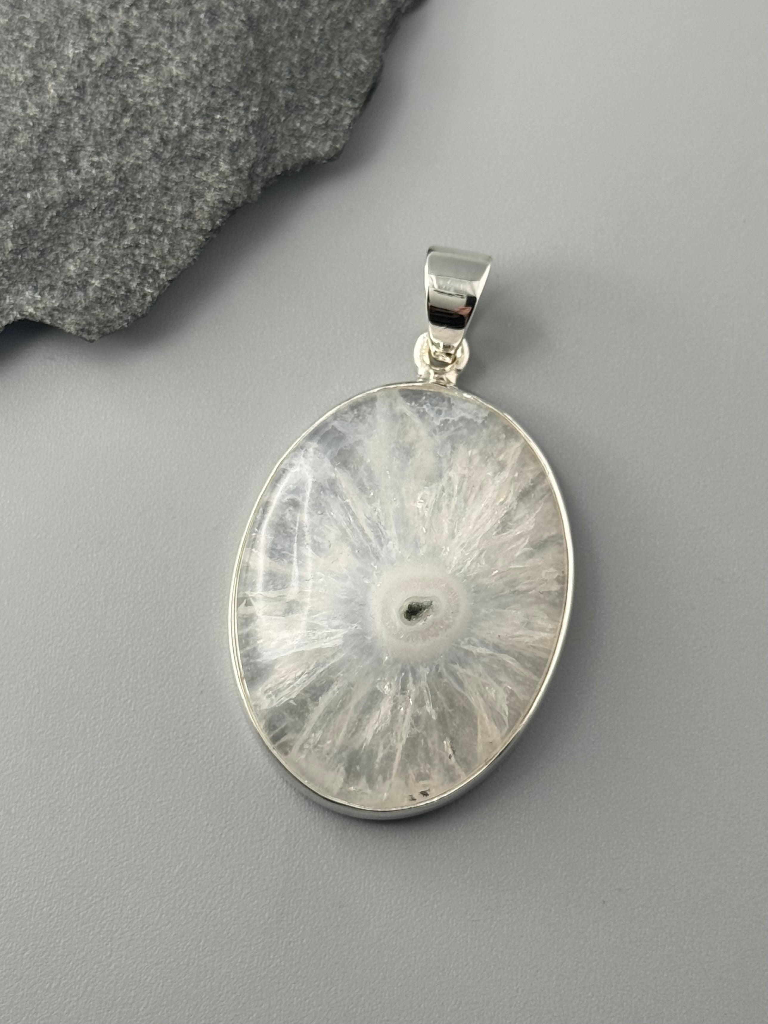 •SOLAR QUARTZ - OVAL• sterling silver pendant