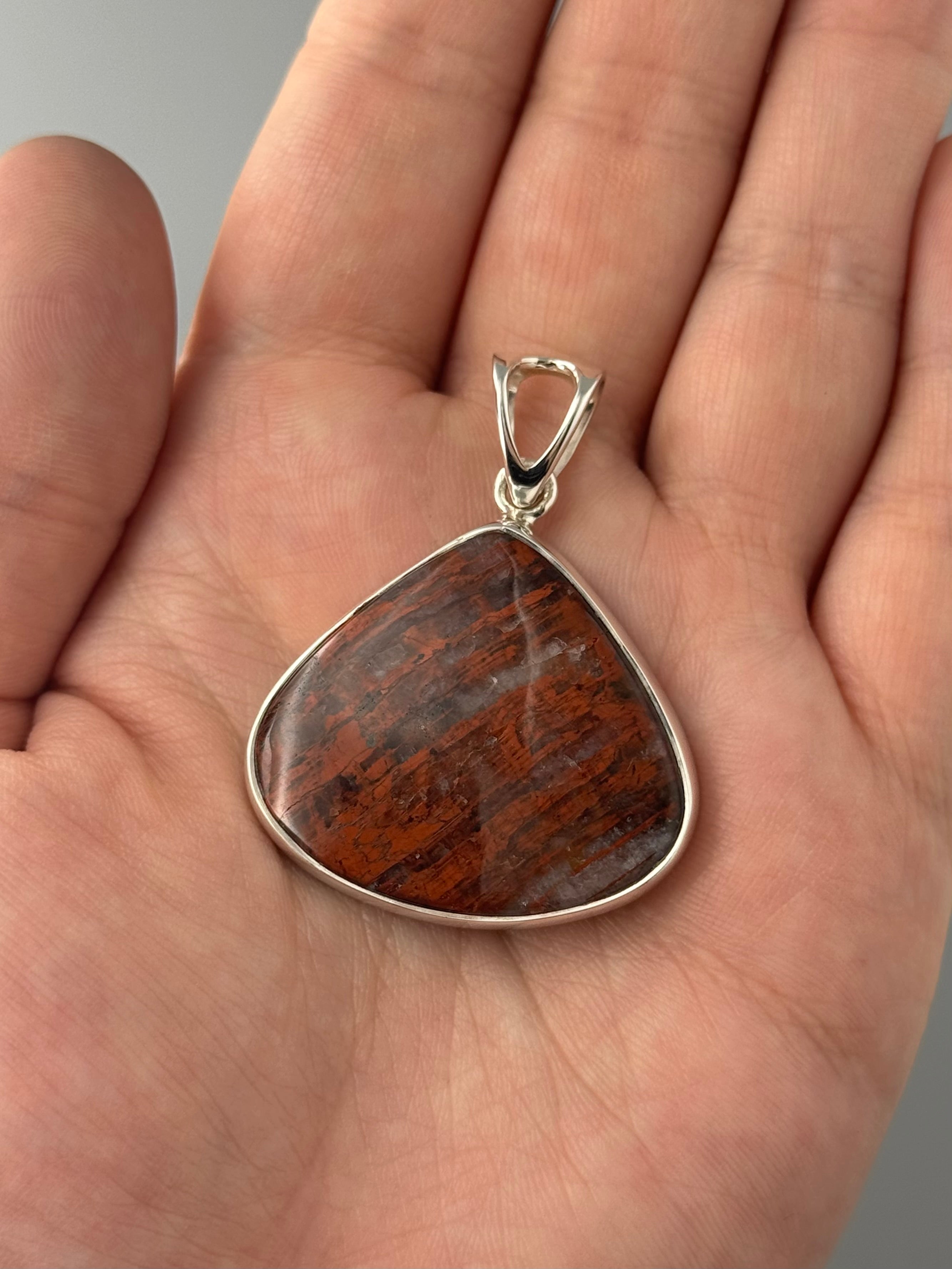 •RED PIETERSITE - WIDE TEARDROP• sterling silver pendant