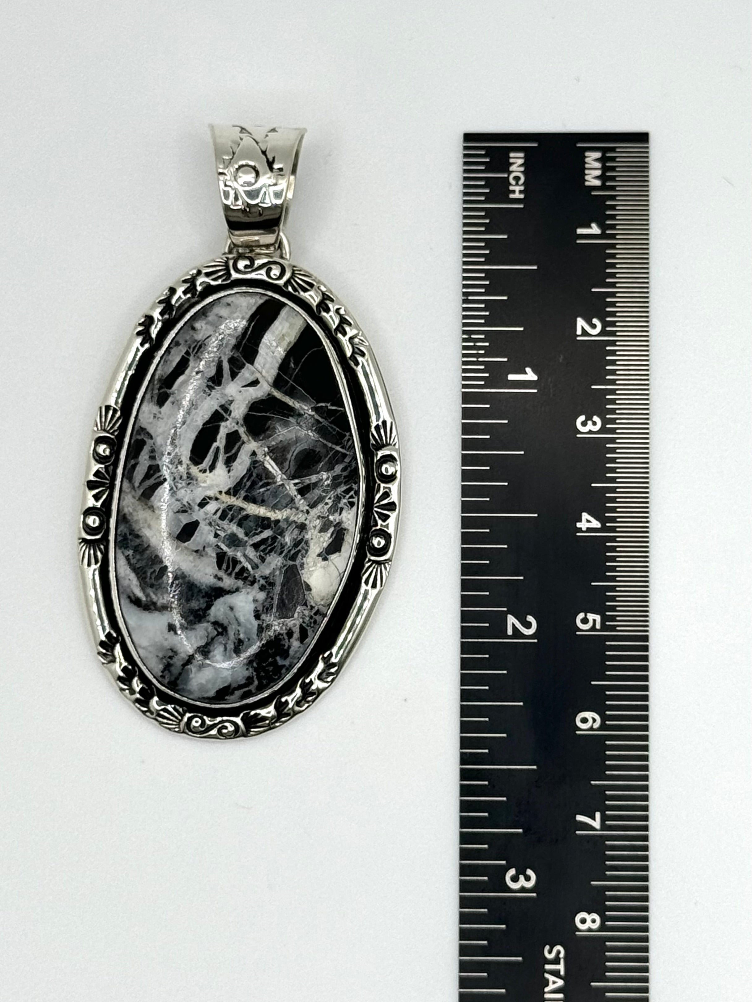 •WHITE BUFFALO TURQUOISE - 1• Navajo silver pendant