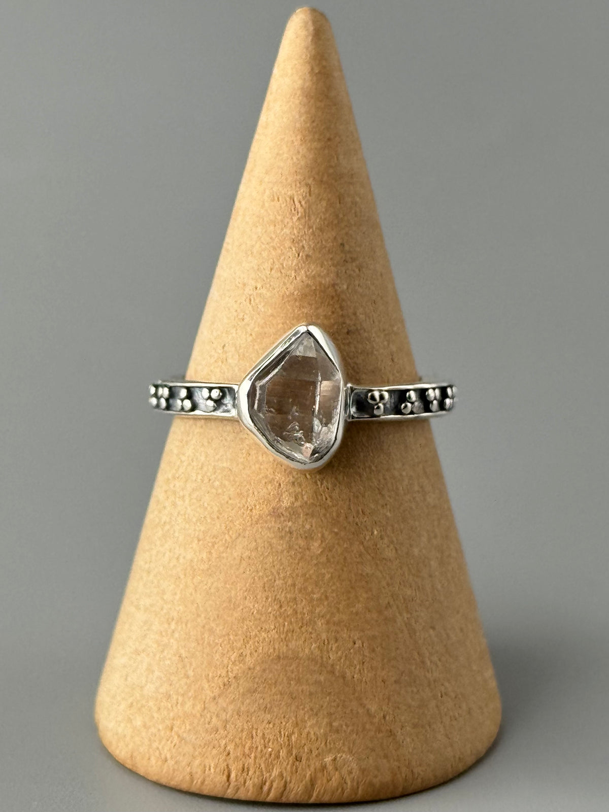 •HERKIMER DIAMOND• elemental dot silver ring (various sizes)