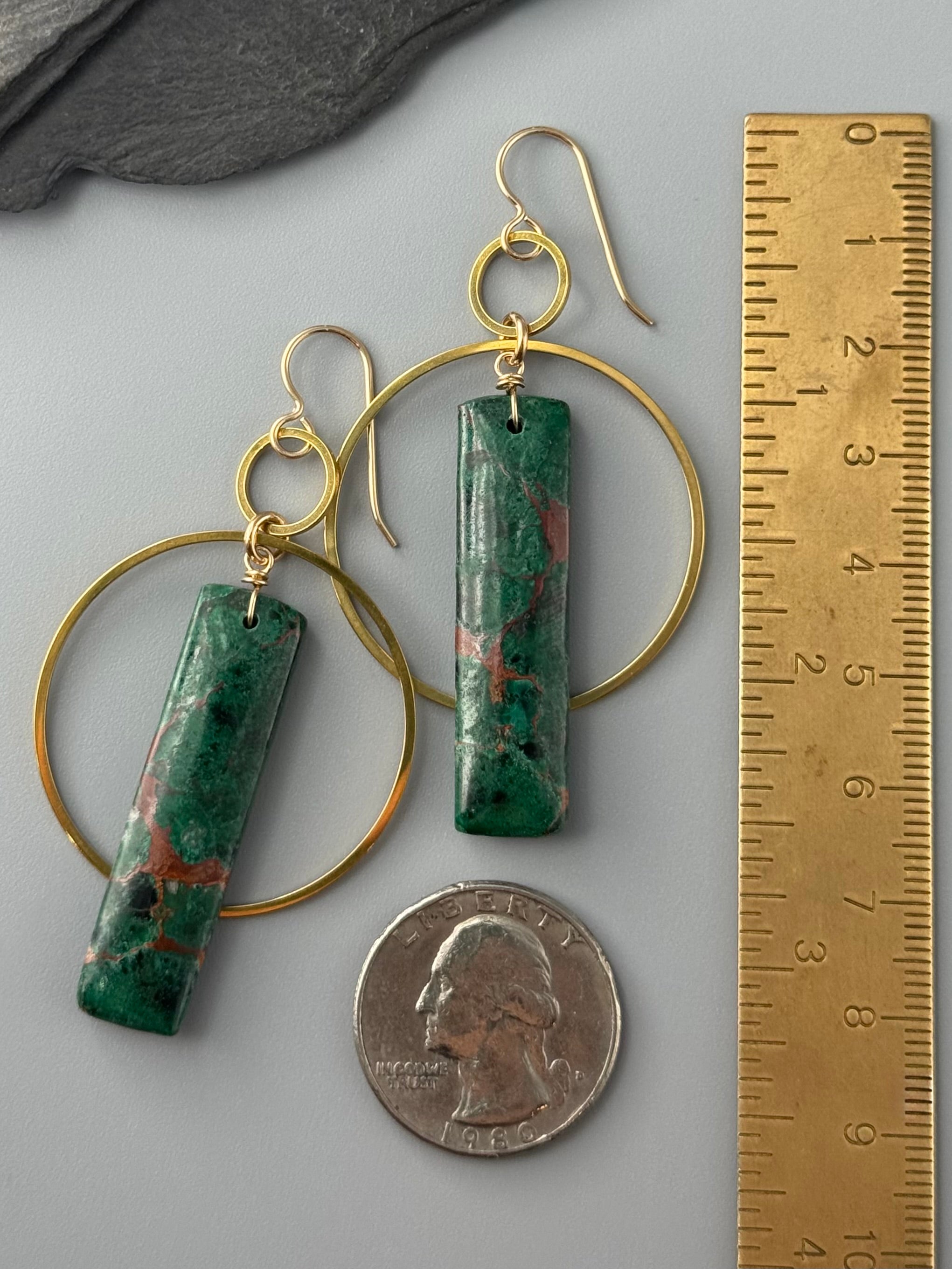 •EQUA-ORBIT• congolese malachite + gold earrings