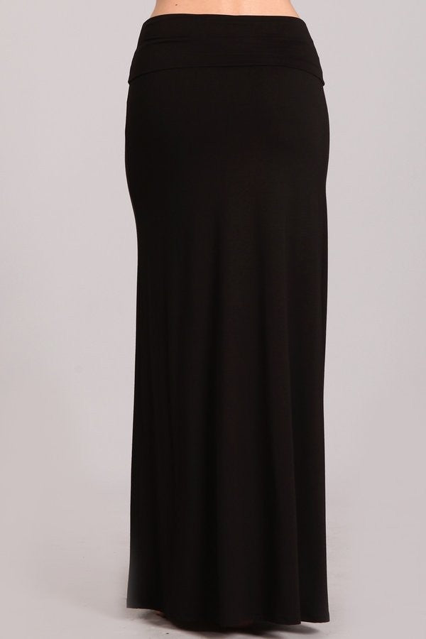 •HAILEE - BLACK• stretch knit jersey maxi skirt