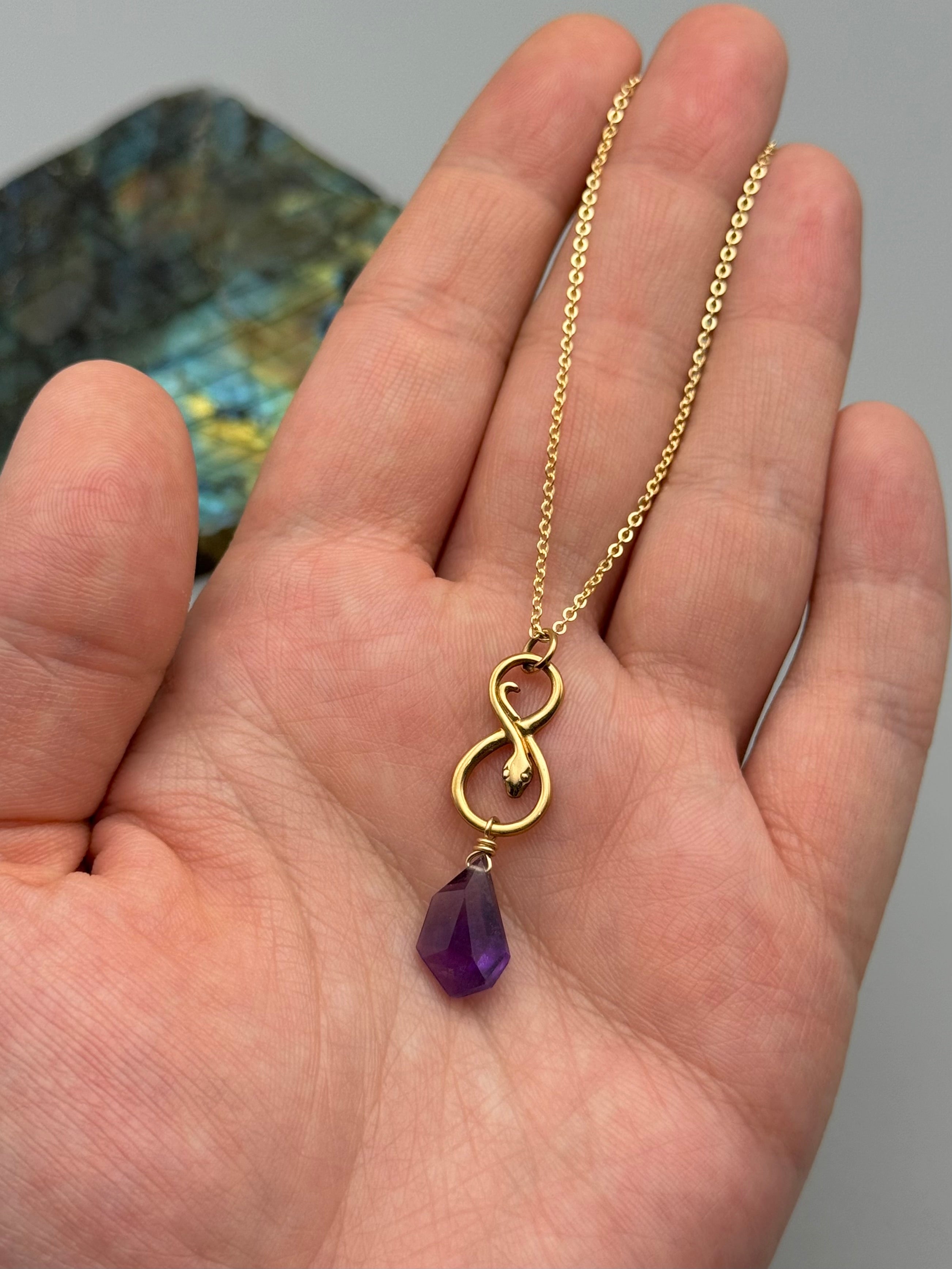 •NĀGA• amethyst + gold necklace (18"-20" long)