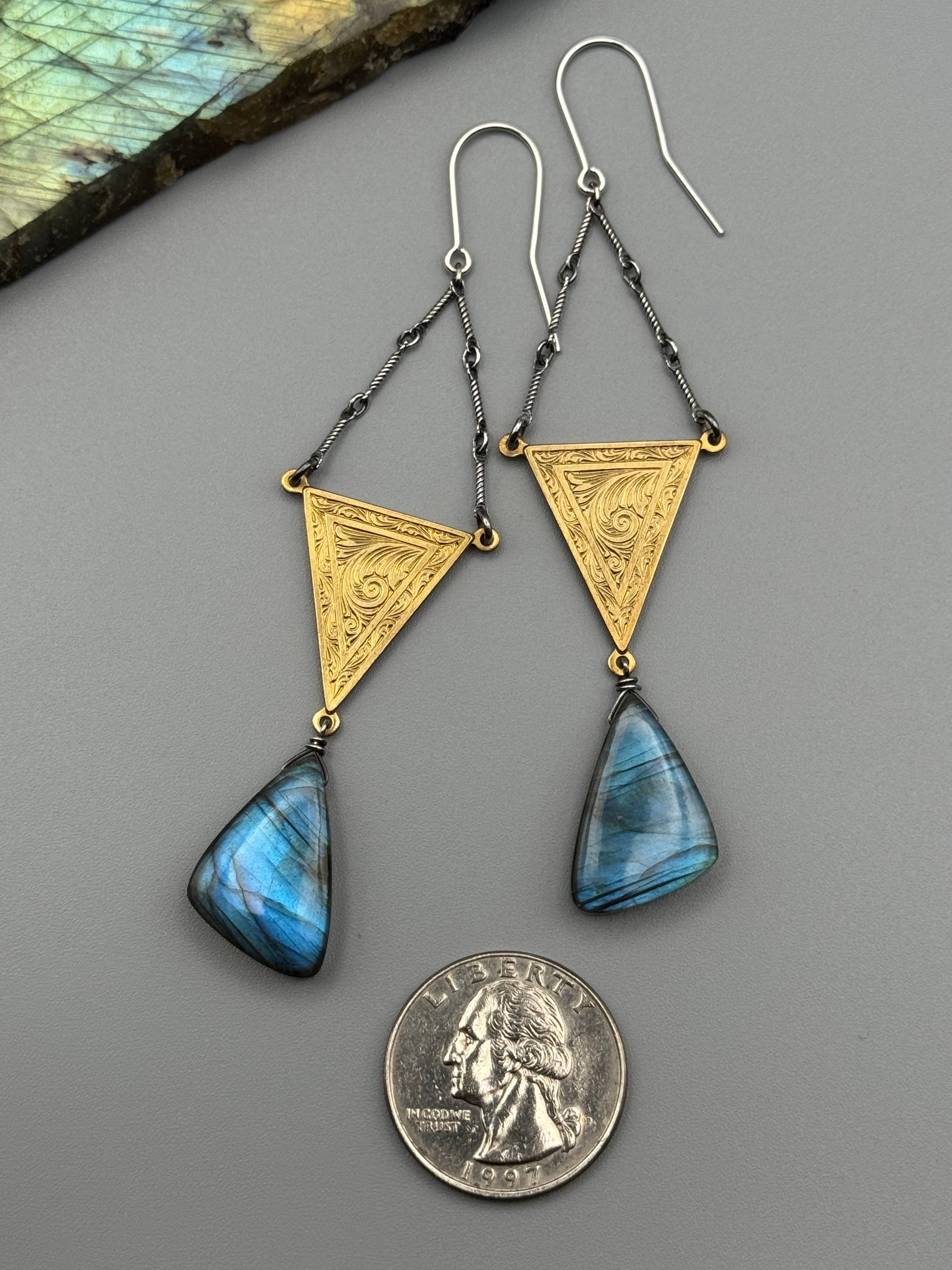 •LAVINIA• labradorite wing + mixed metal earrings
