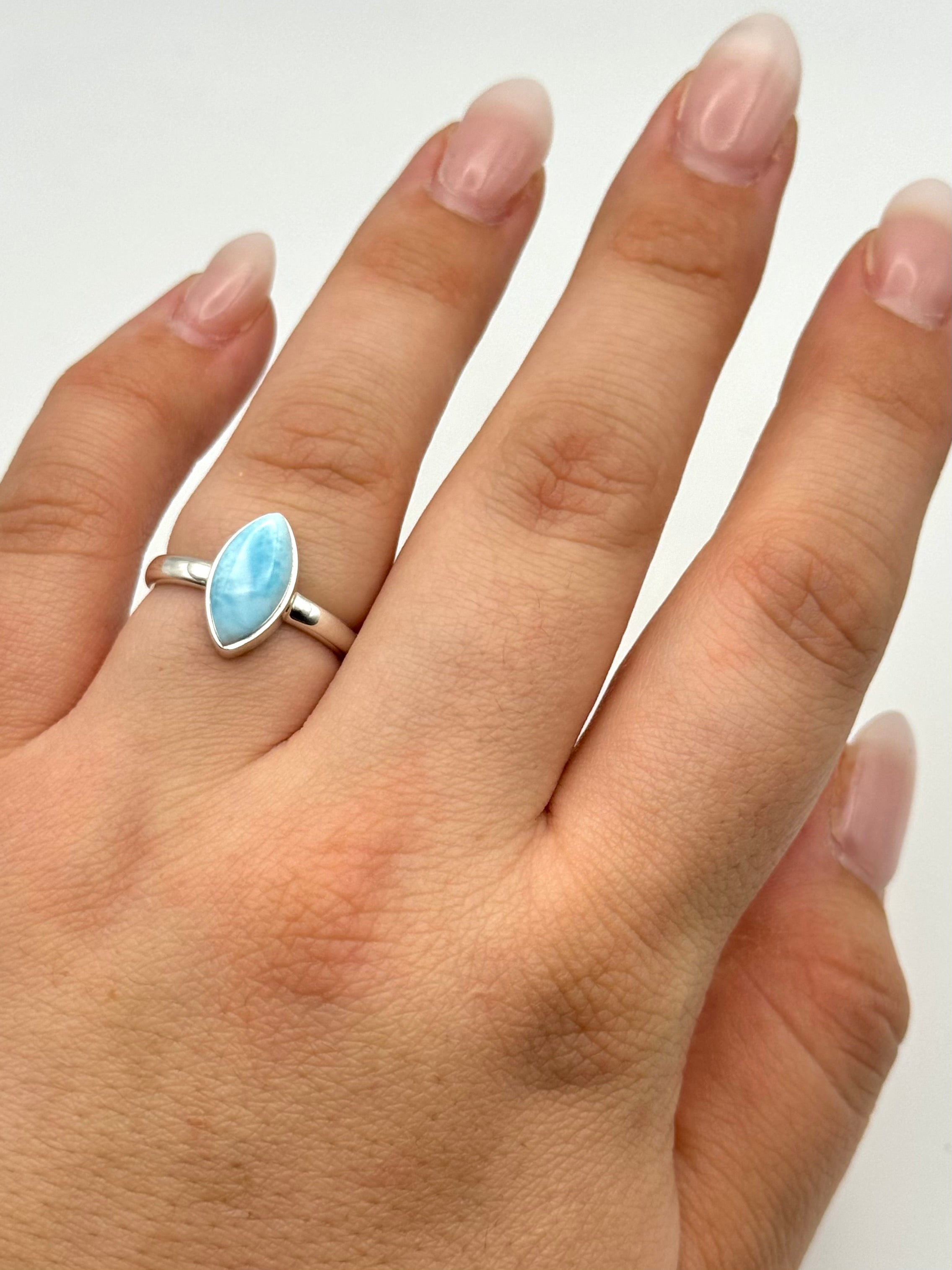 •LARIMAR - MEDIUM EYE• silver ring (size 7.25)