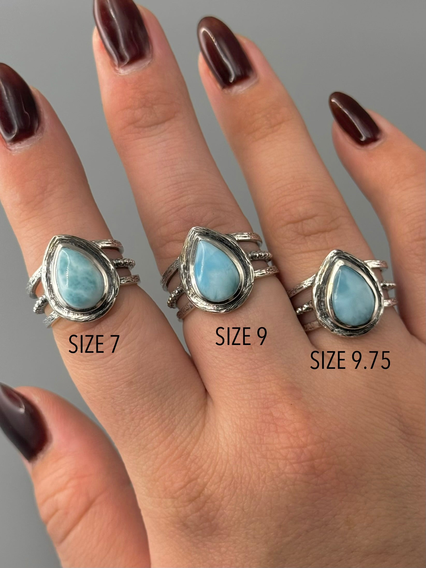 •LARIMAR - GATE• split band silver ring (various sizes)