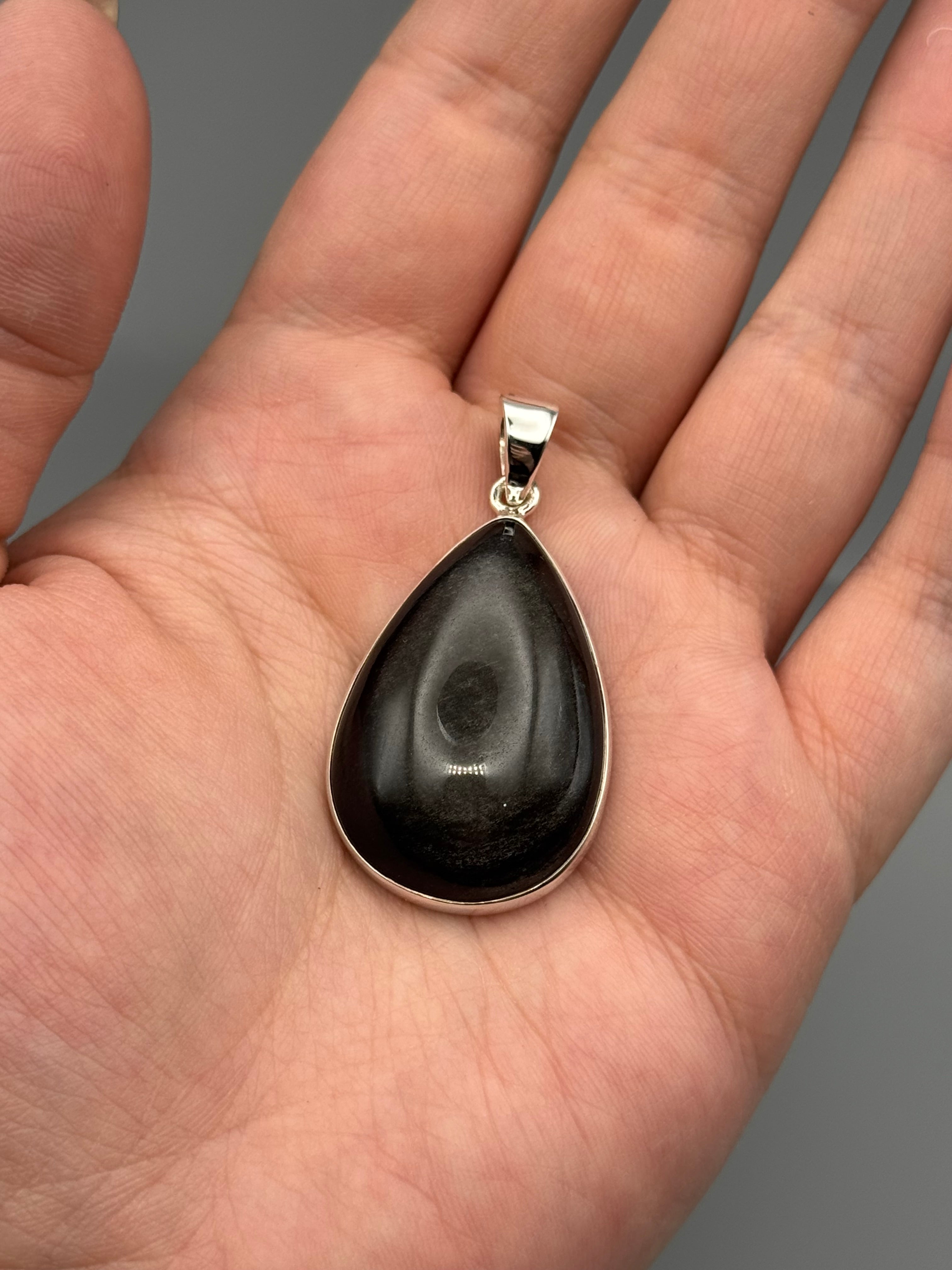 •GOLD SHEEN OBSIDIAN - TEAR• sterling silver pendant