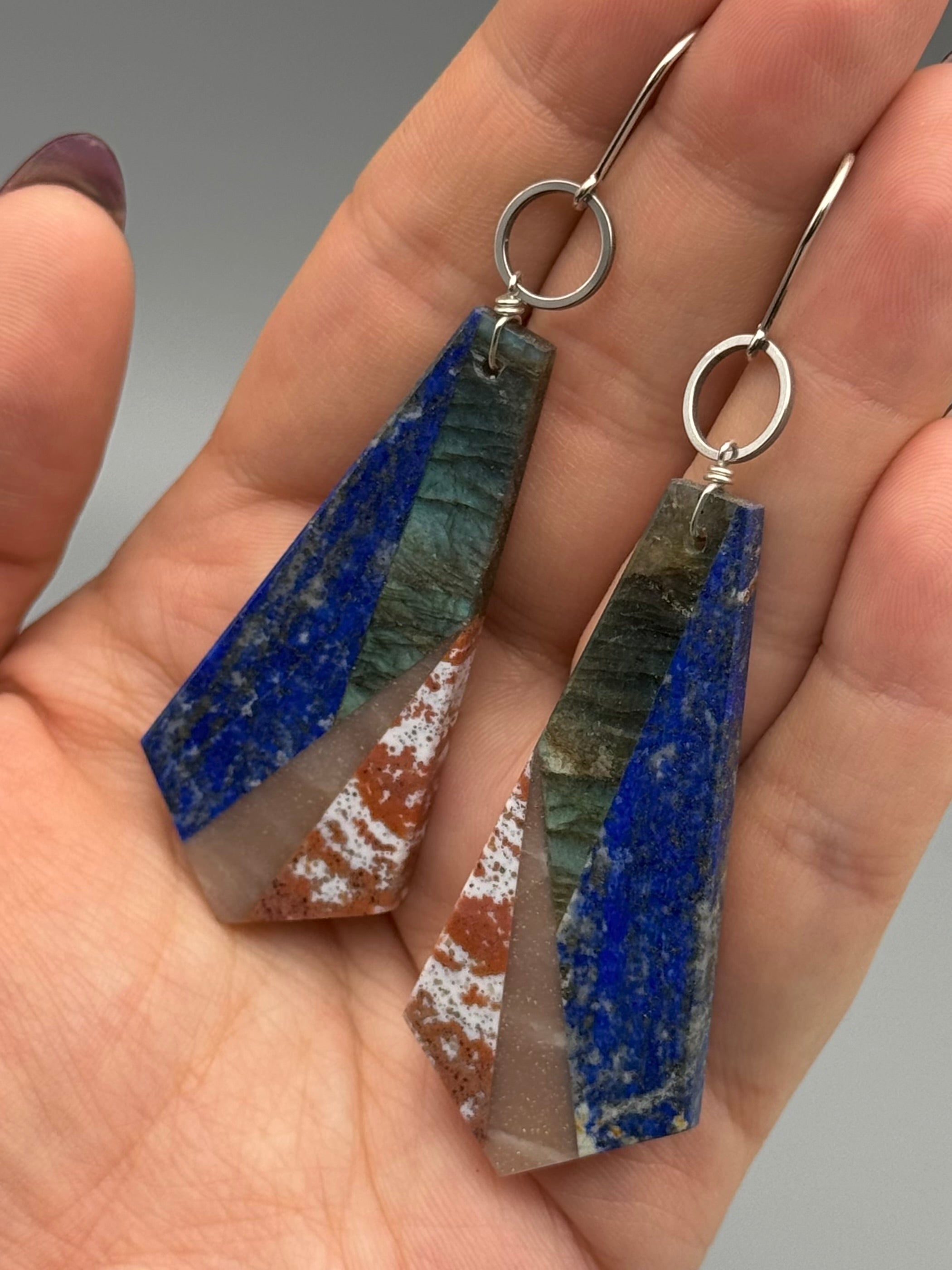 •LUNA• intarsia + silver earrings