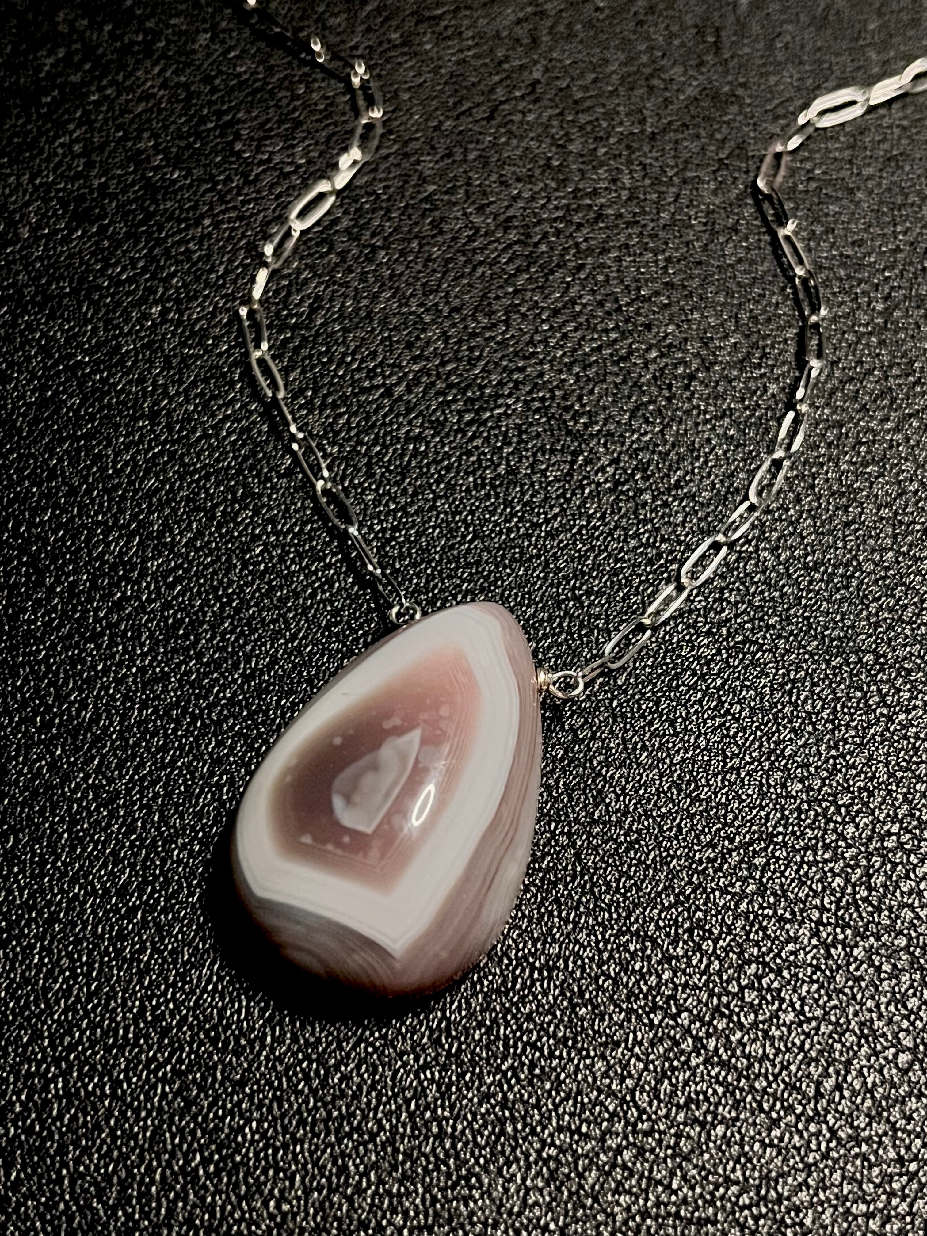 •AEON• botswana agate + silver necklace (16"-18")