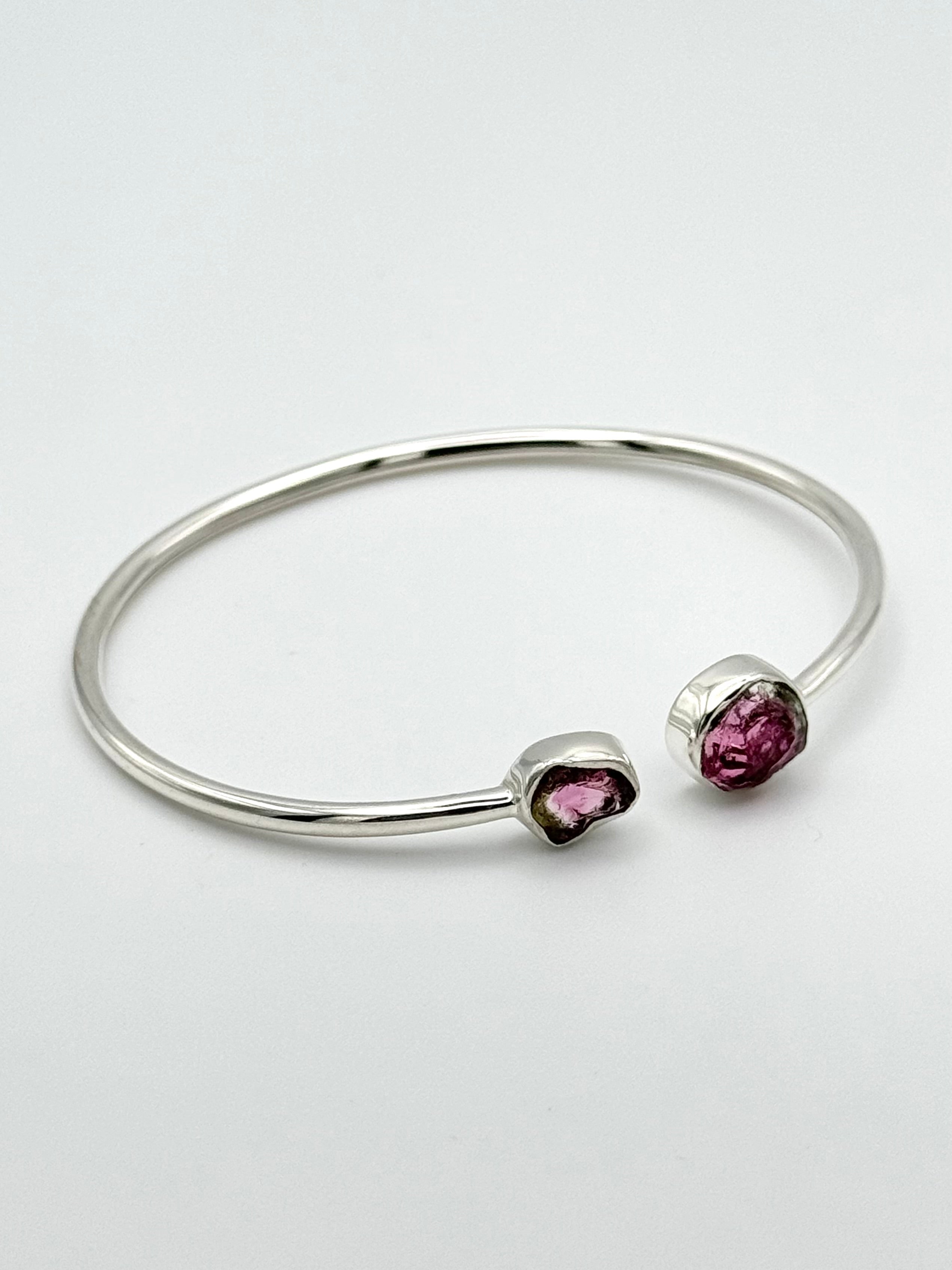 •ORGANIC FREEFORMS• watermelon tourmaline + silver twist-on cuff bracelet