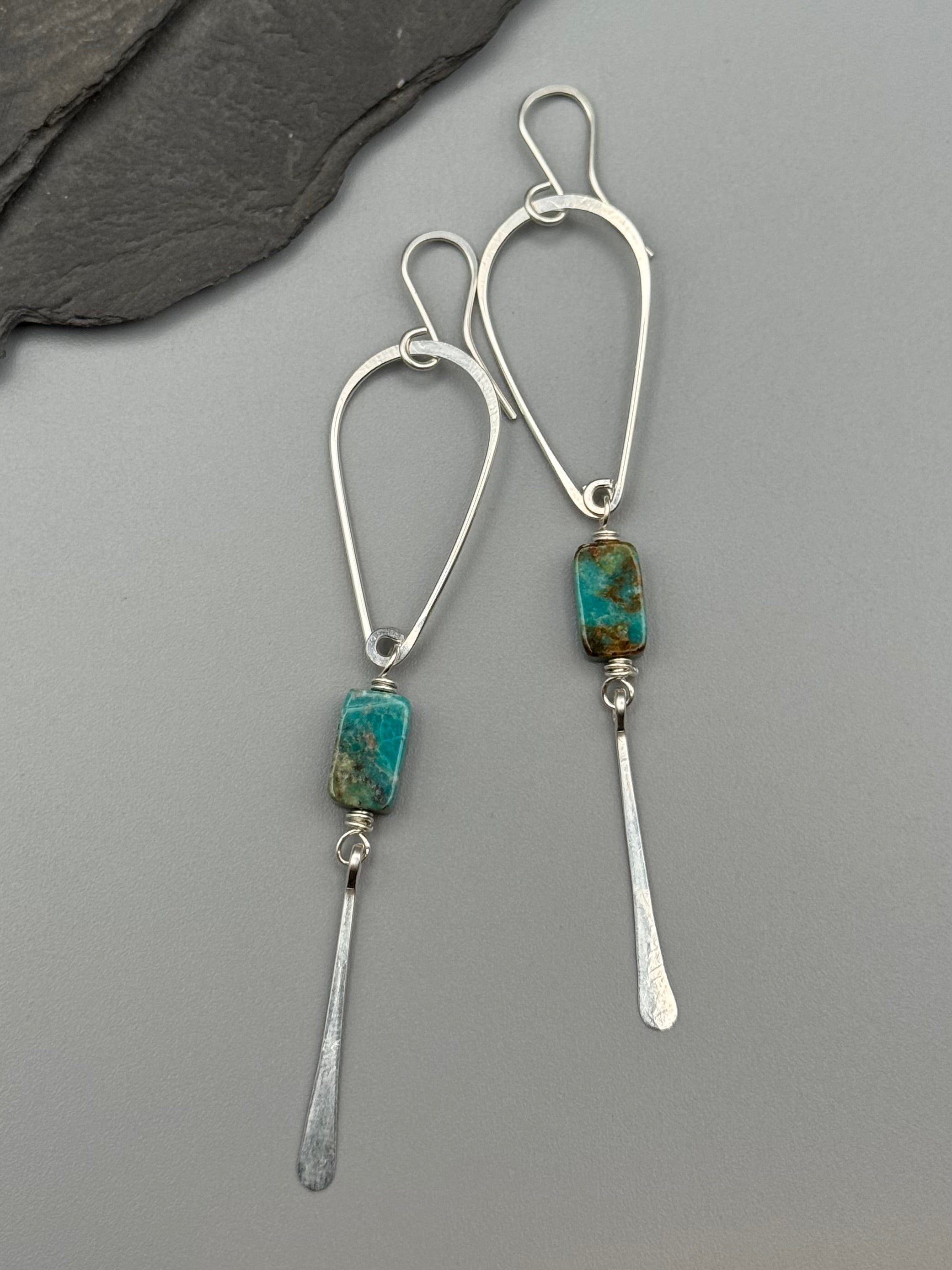 •DRIP• turquoise + silver dangle earrings