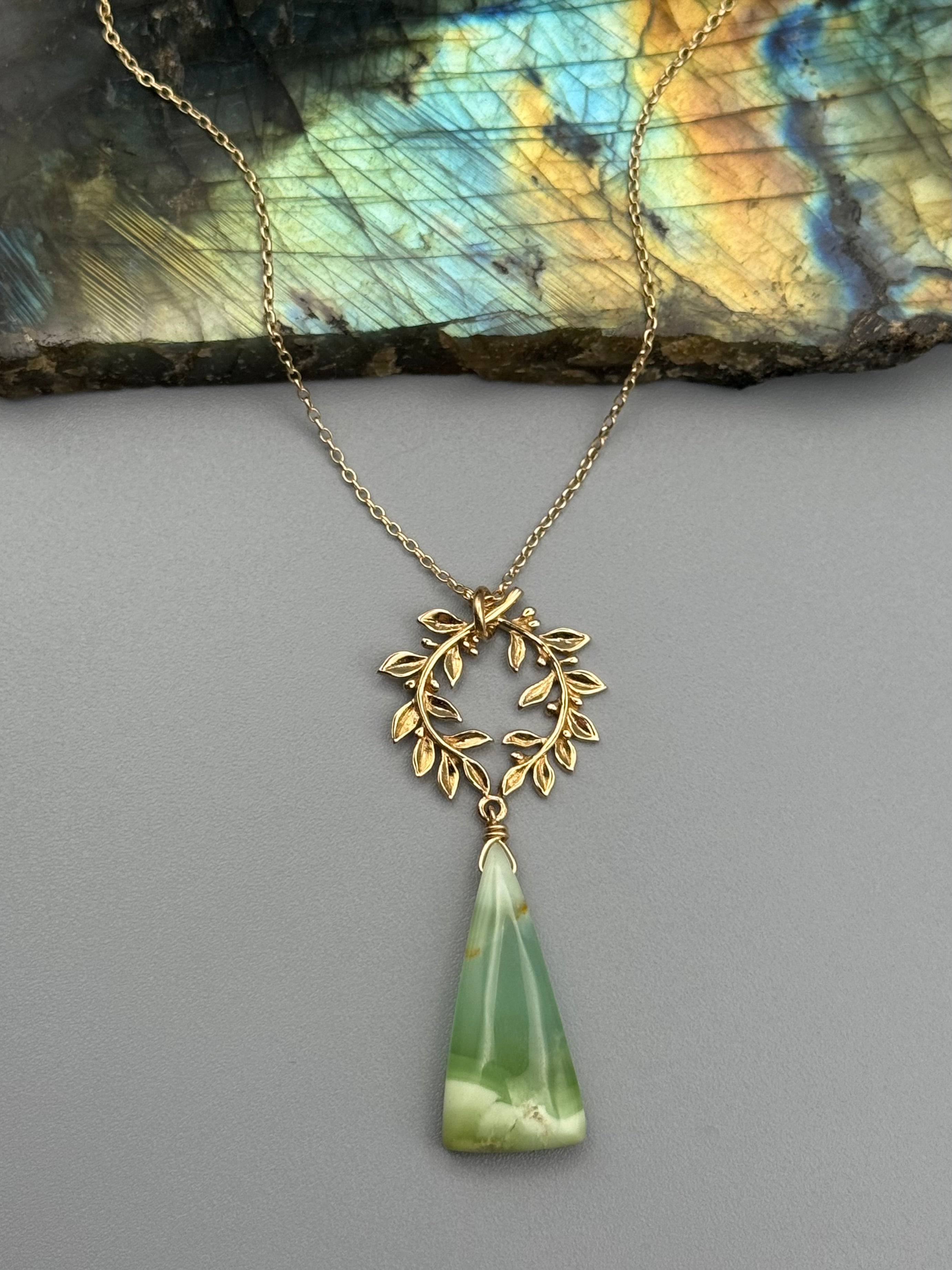 •ALCHEMY• chrysoprase + gold necklace (18"-20" long)