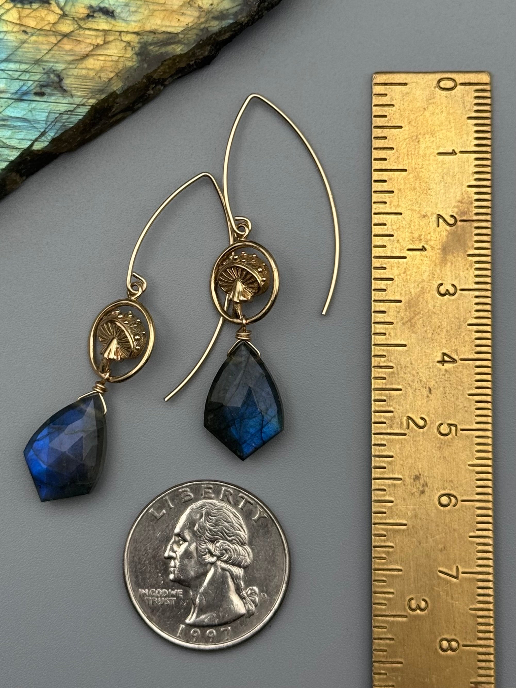 •UNDERSTORY• labradorite sparrow + gold earrings
