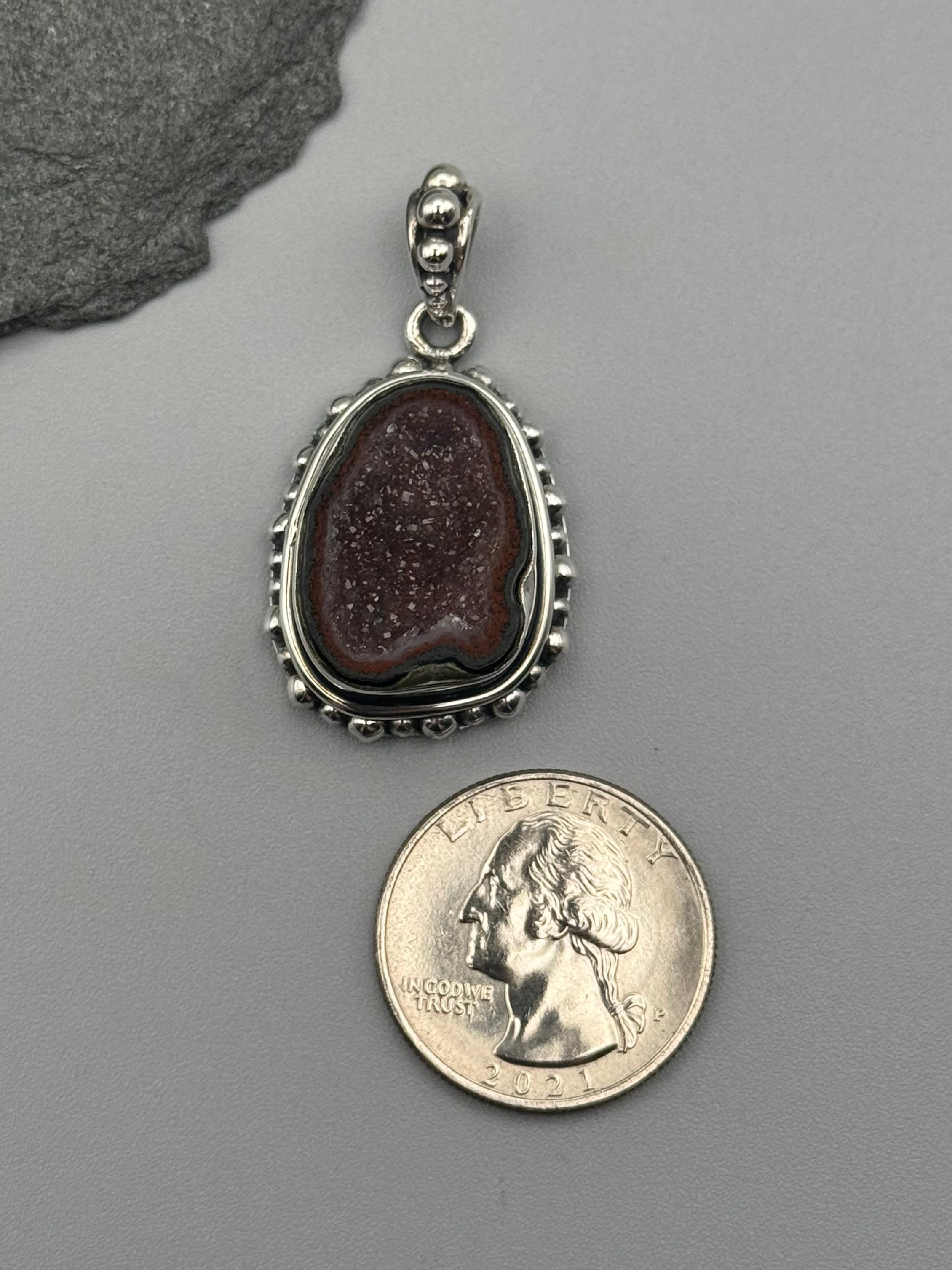 •COCONUT DRUZY - DOTTED FREEFORM 2• sterling silver pendant