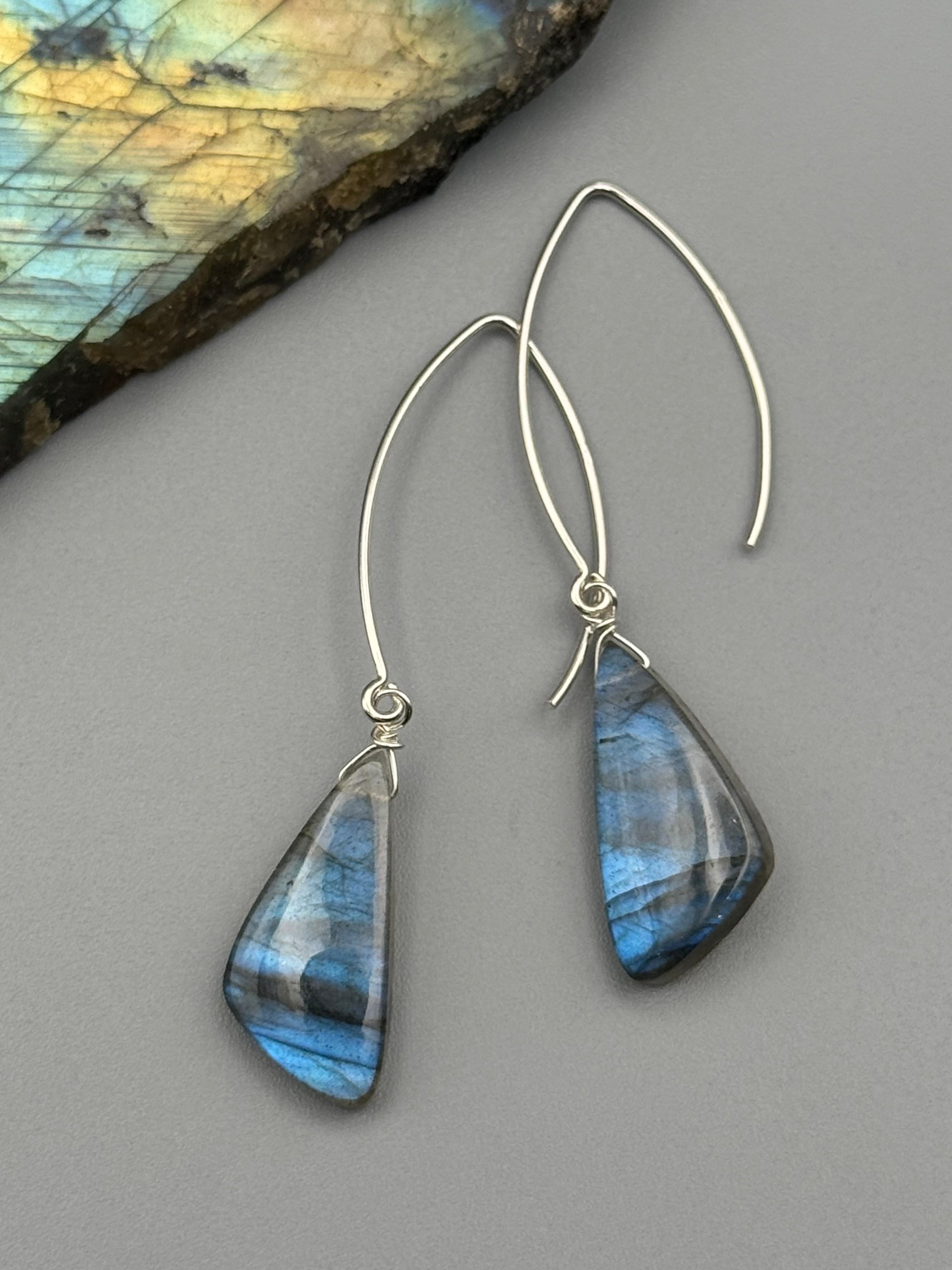 •STRAY• labradorite wing + silver earrings