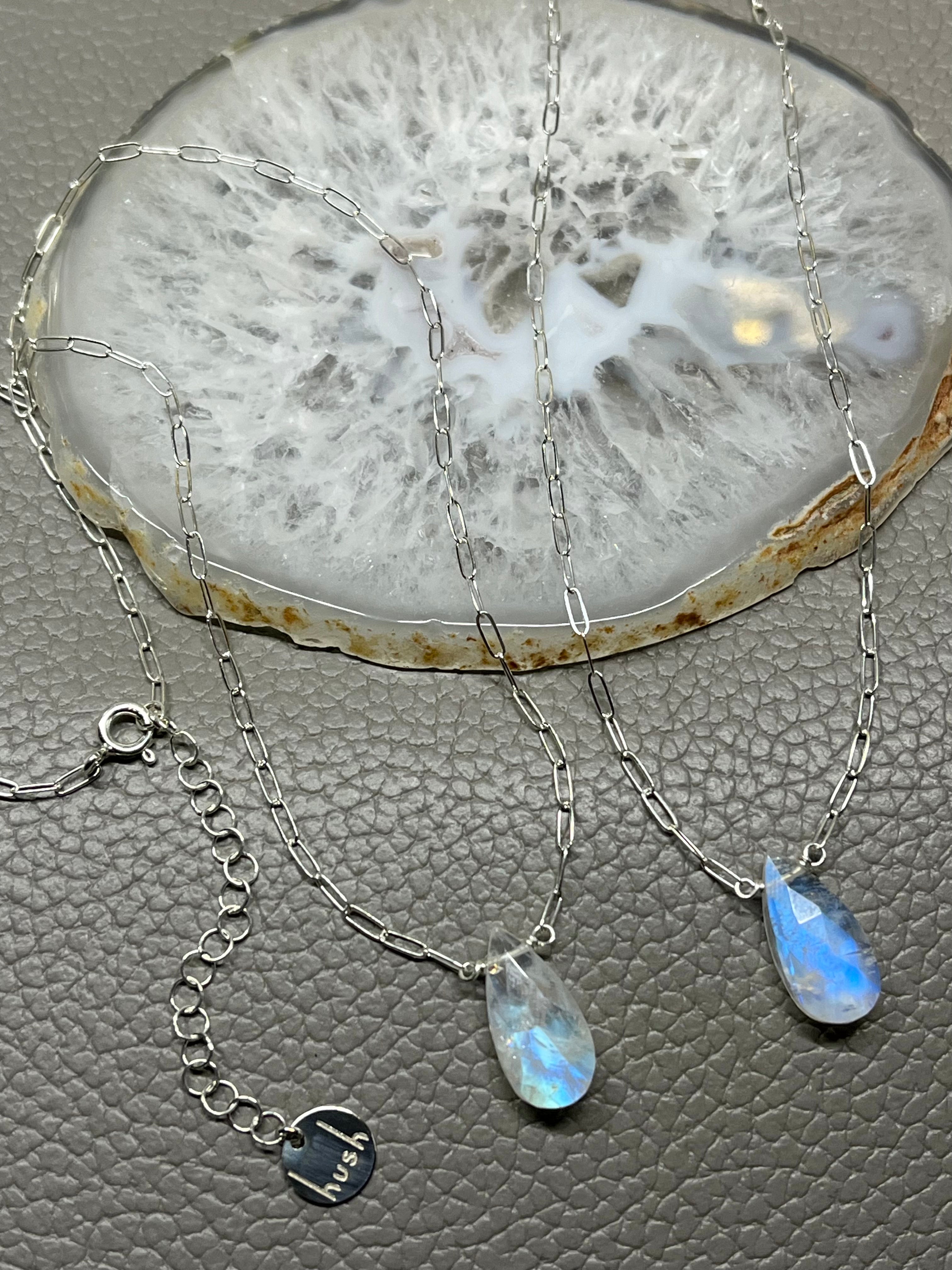 •AEON• rainbow moonstone + silver necklace
