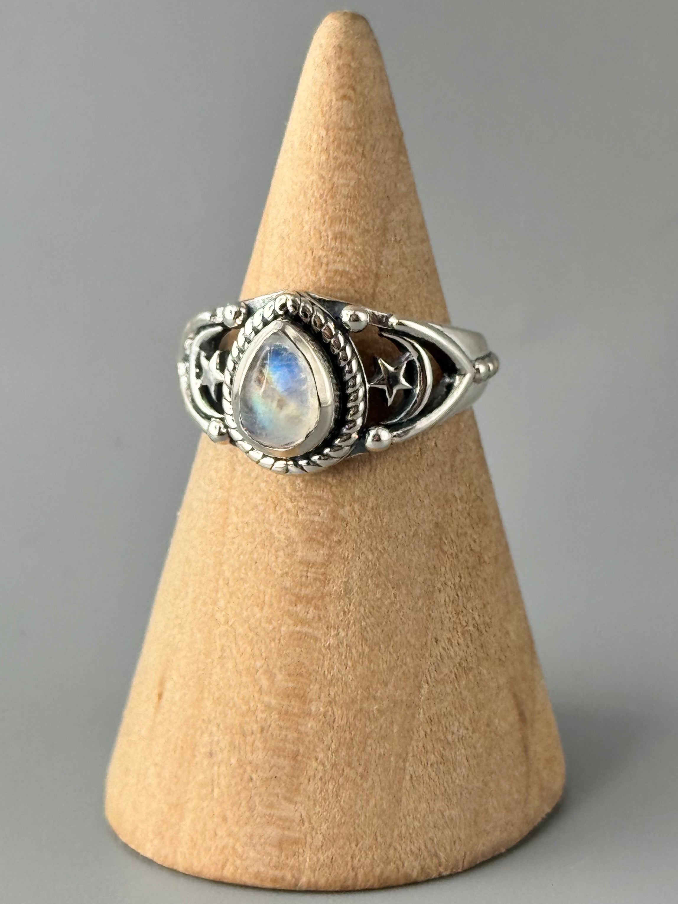 •RAINBOW MOONSTONE - COSMIC• sterling silver ring (various sizes)