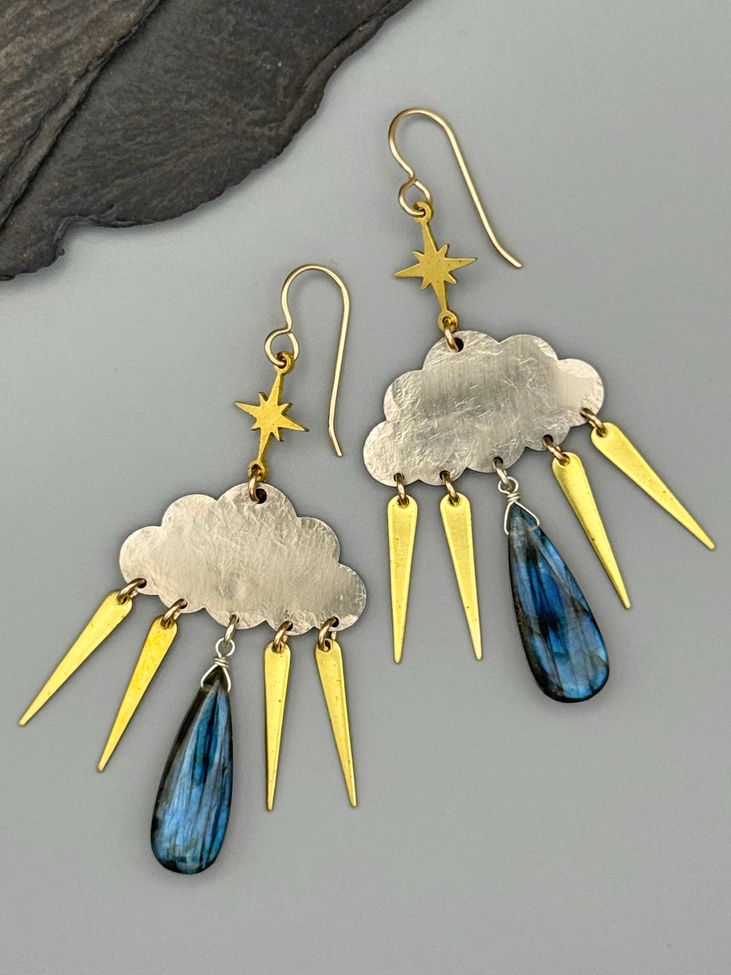•STORMY• labradorite + mixed metal earrings
