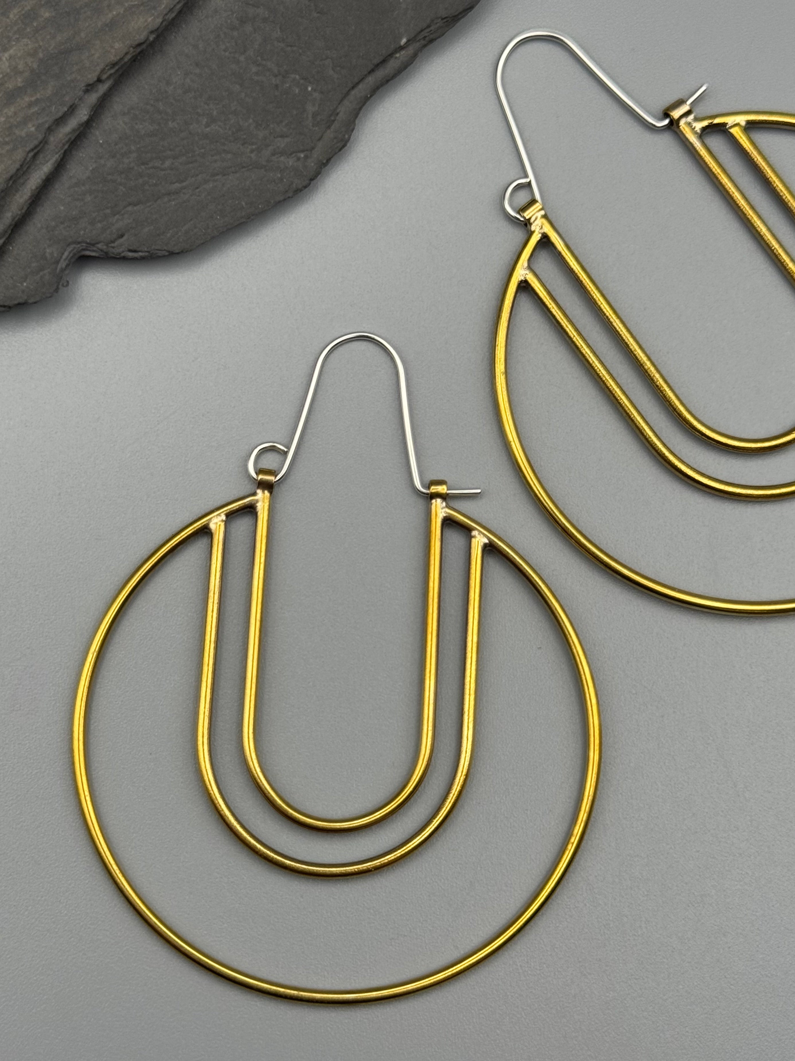 •CRESCENT YOU• brass hoop earrings