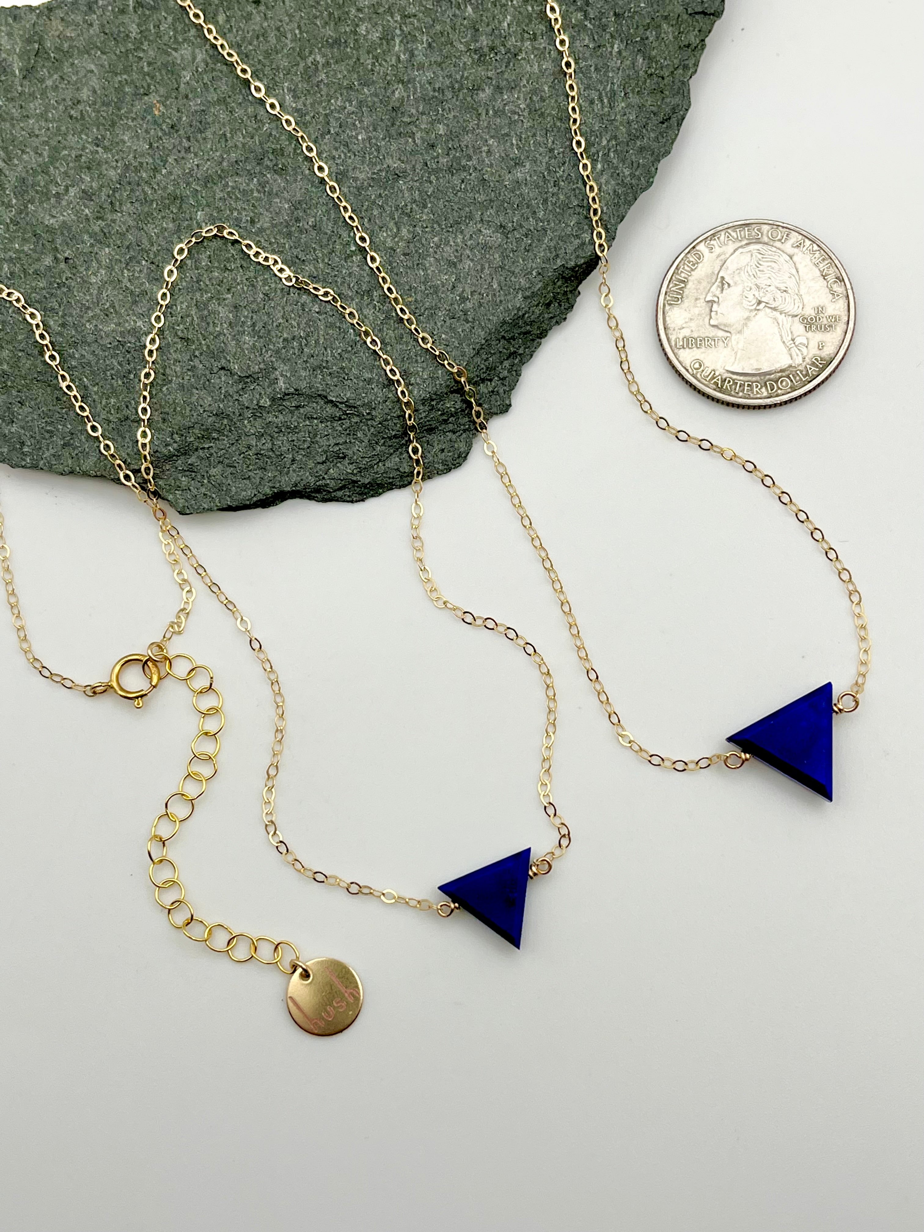 •STRAY• lapis triangle + gold necklace