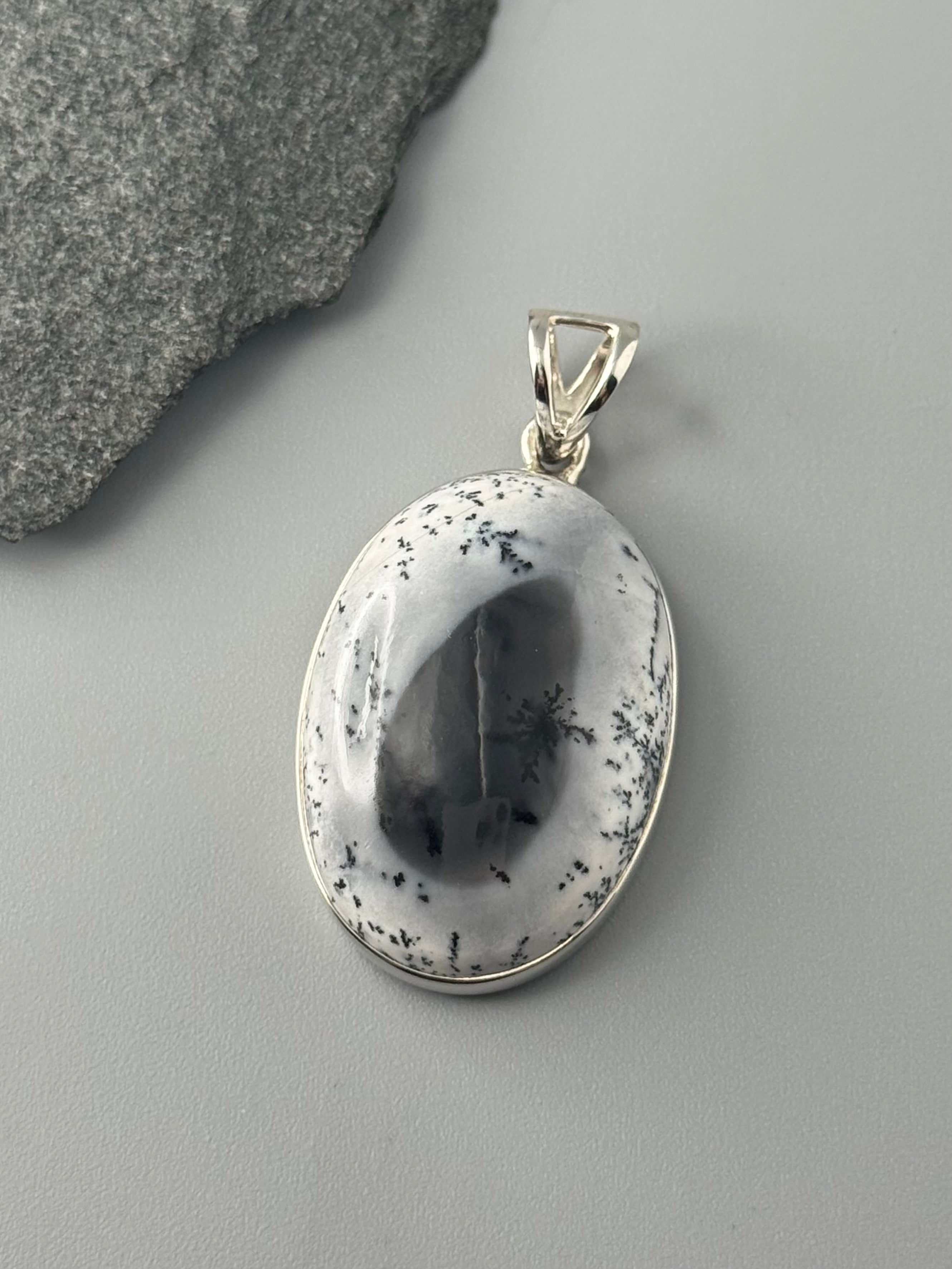 •DENDRITIC OPAL - SMALL OVAL• sterling silver pendant