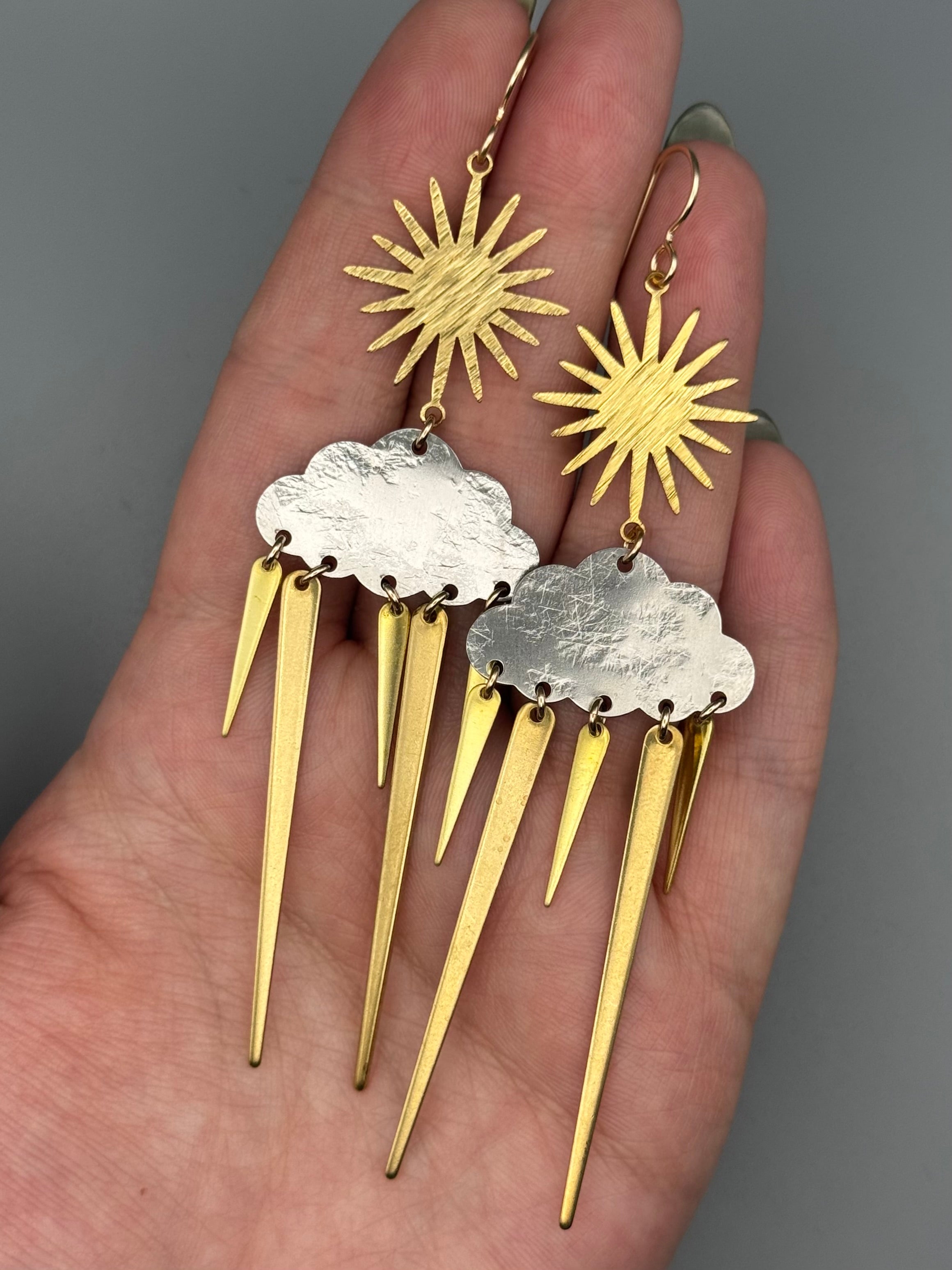 •SUN STORM• mixed metal dangle earrings