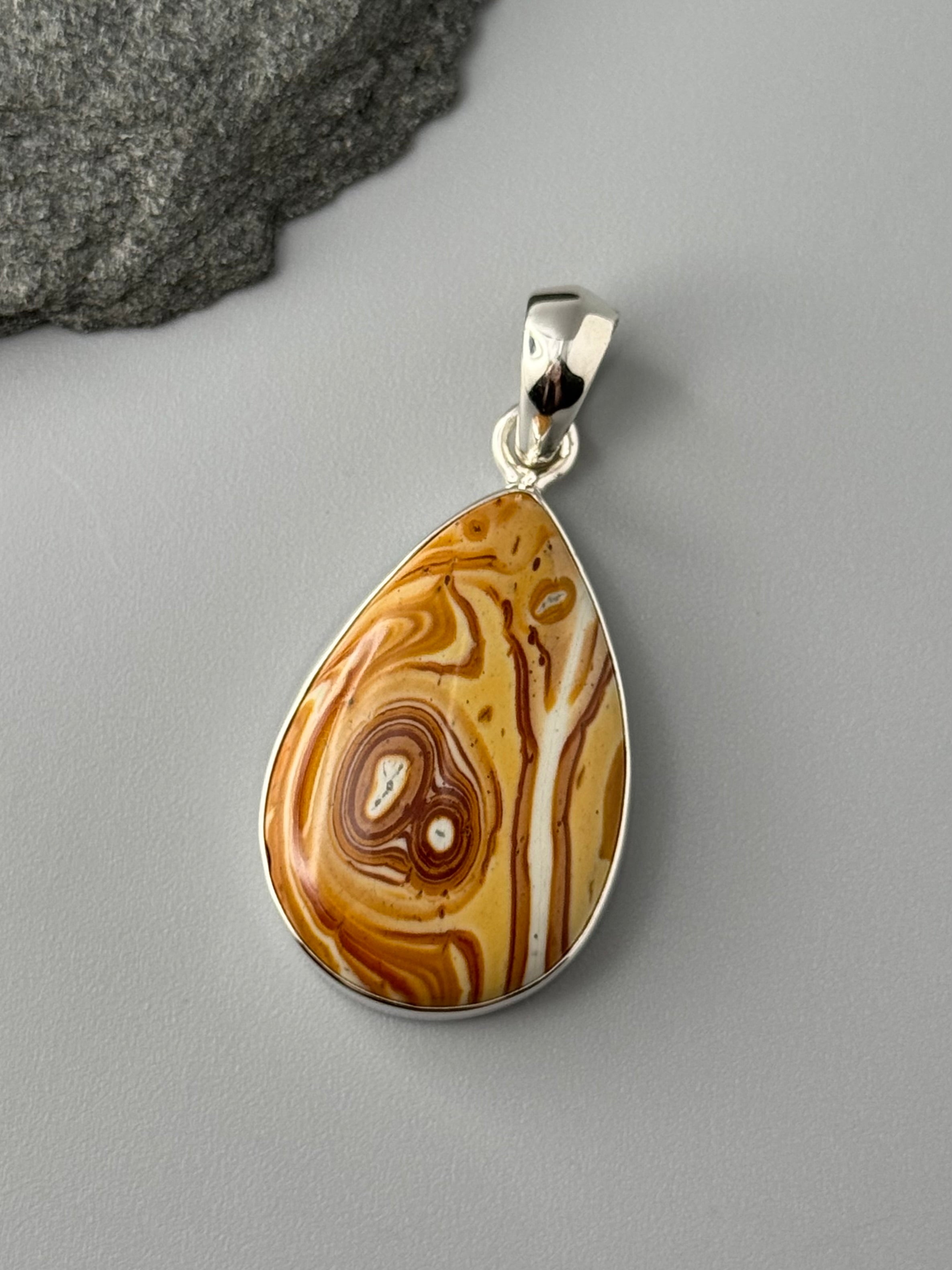 •WALNUT JASPER - TEARDROP• sterling silver pendant