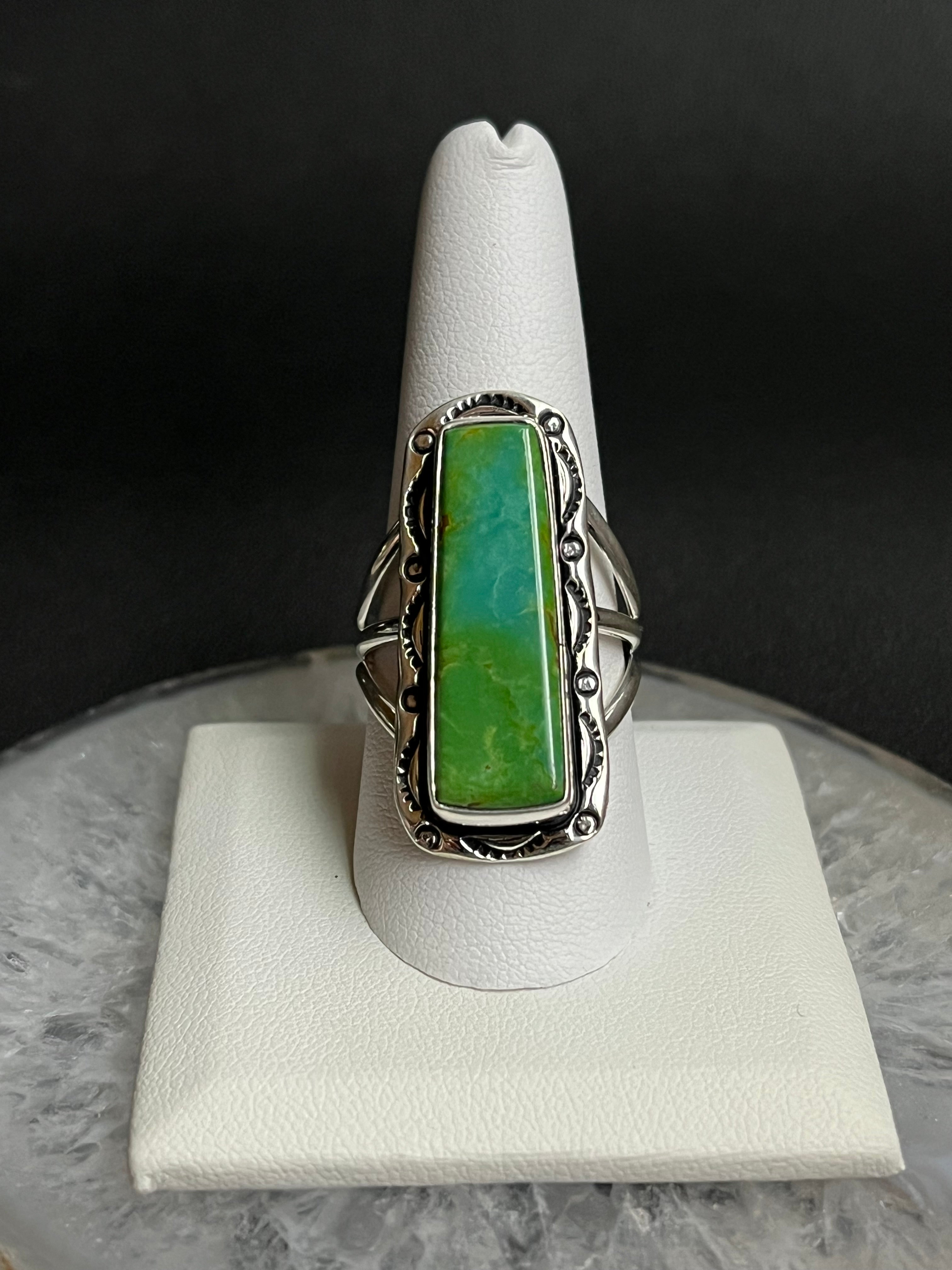 •SONORAN GOLD TURQUOISE• Navajo silver ring - size 10.25