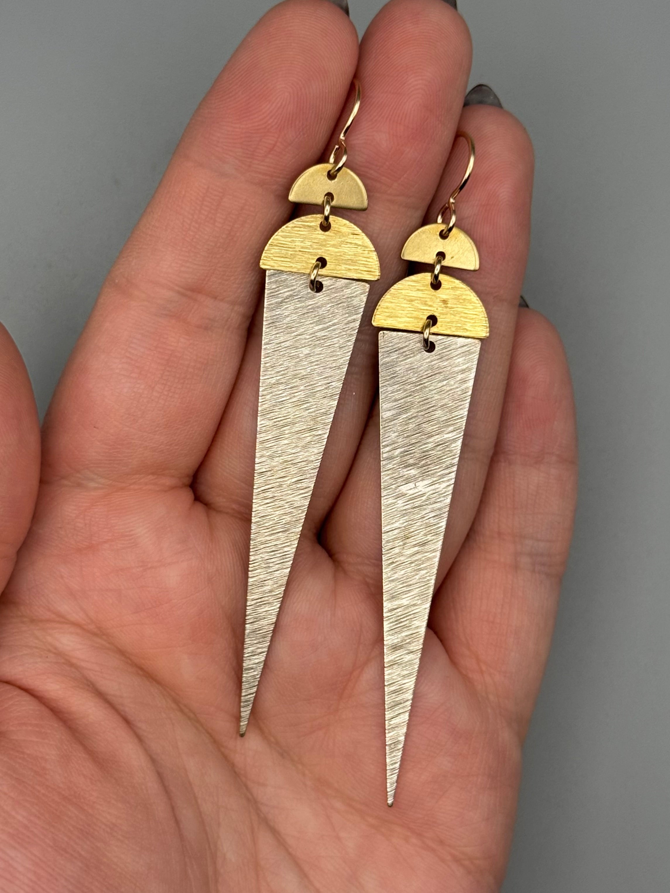 •MOON DAGGERS• mixed metal dangle earrings