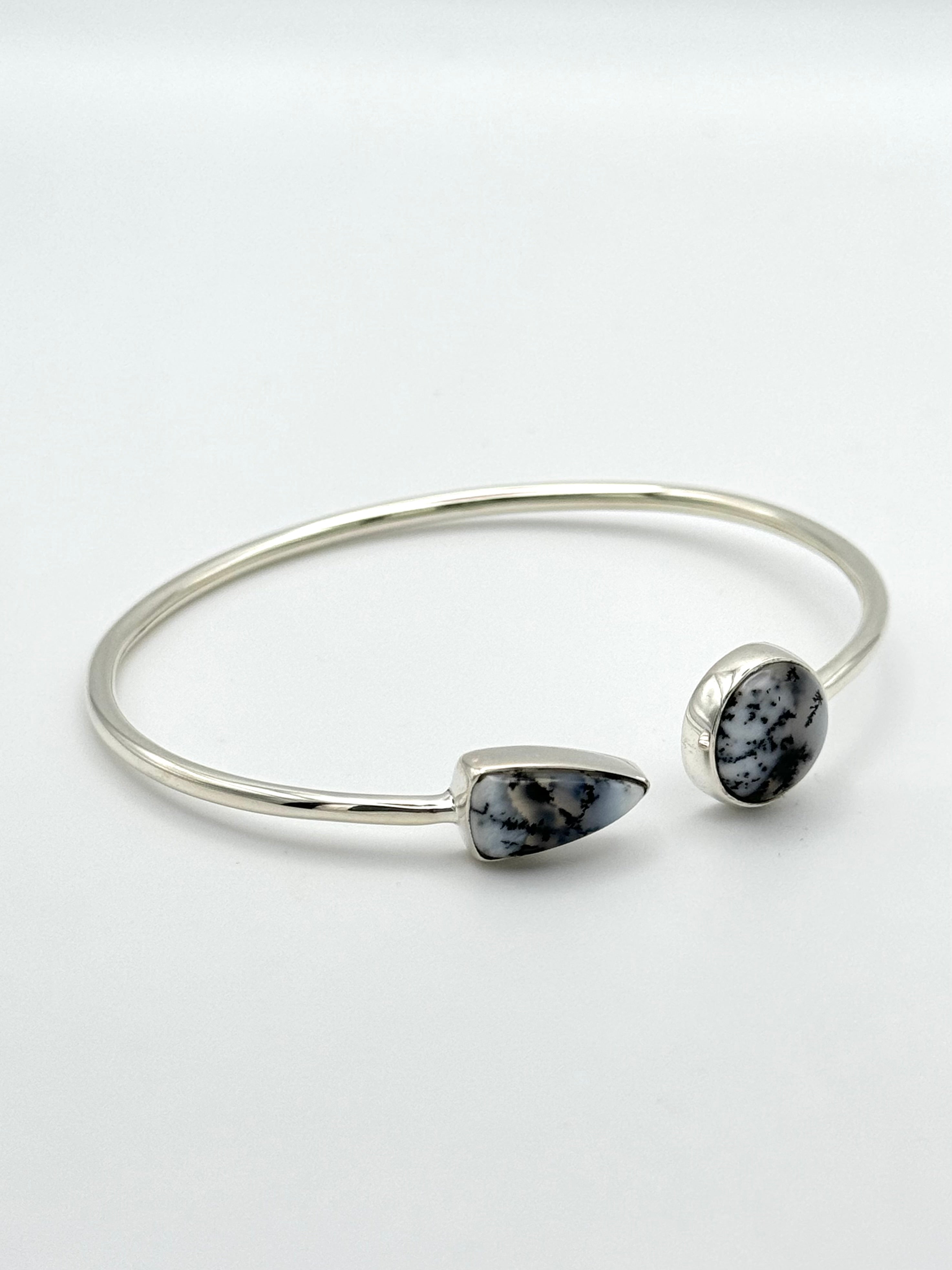 •FANG + CIRCLE• dendritic opal + silver twist-on cuff bracelet