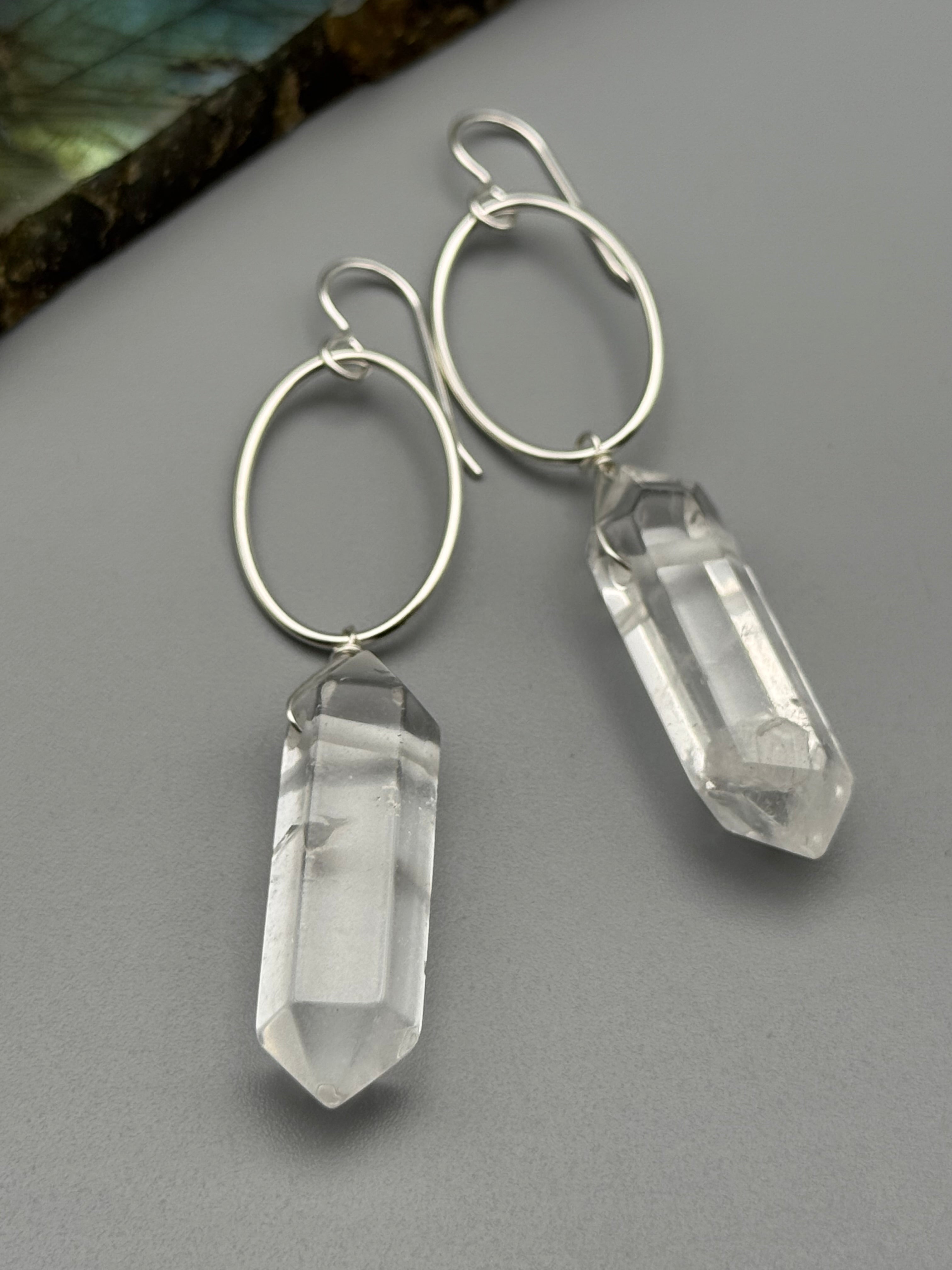 •IO• double terminated quartz + silver earrings