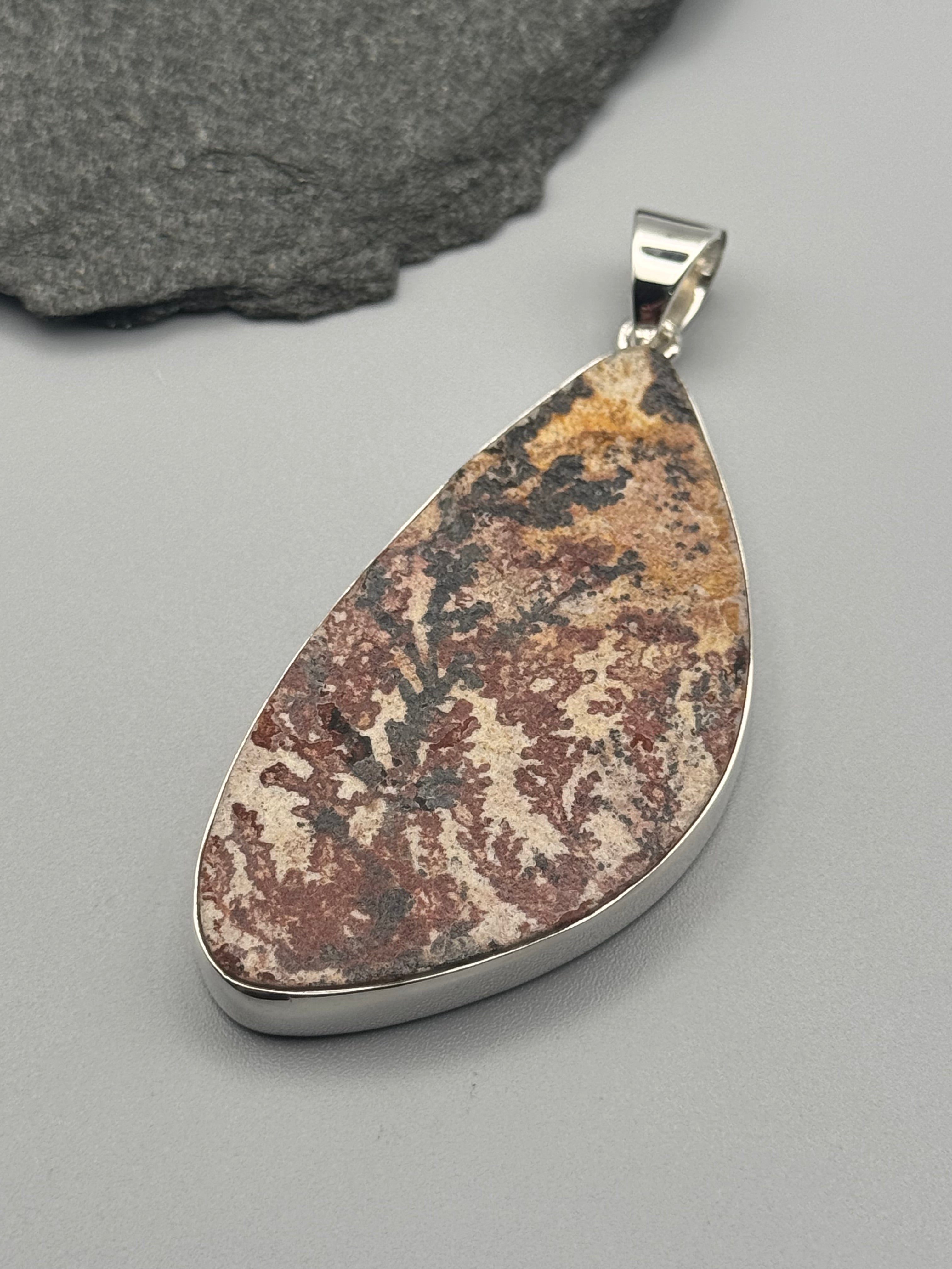 •DENDRITIC SANDSTONE - LARGE FREEFORM• sterling silver pendant