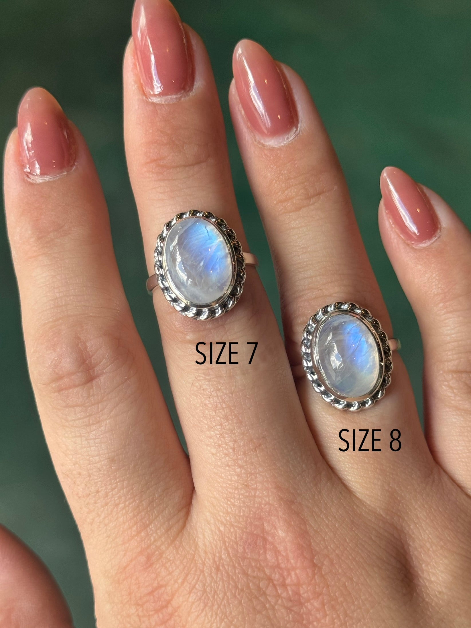•RAINBOW MOONSTONE - TWINE OVAL• sterling silver ring (various sizes)