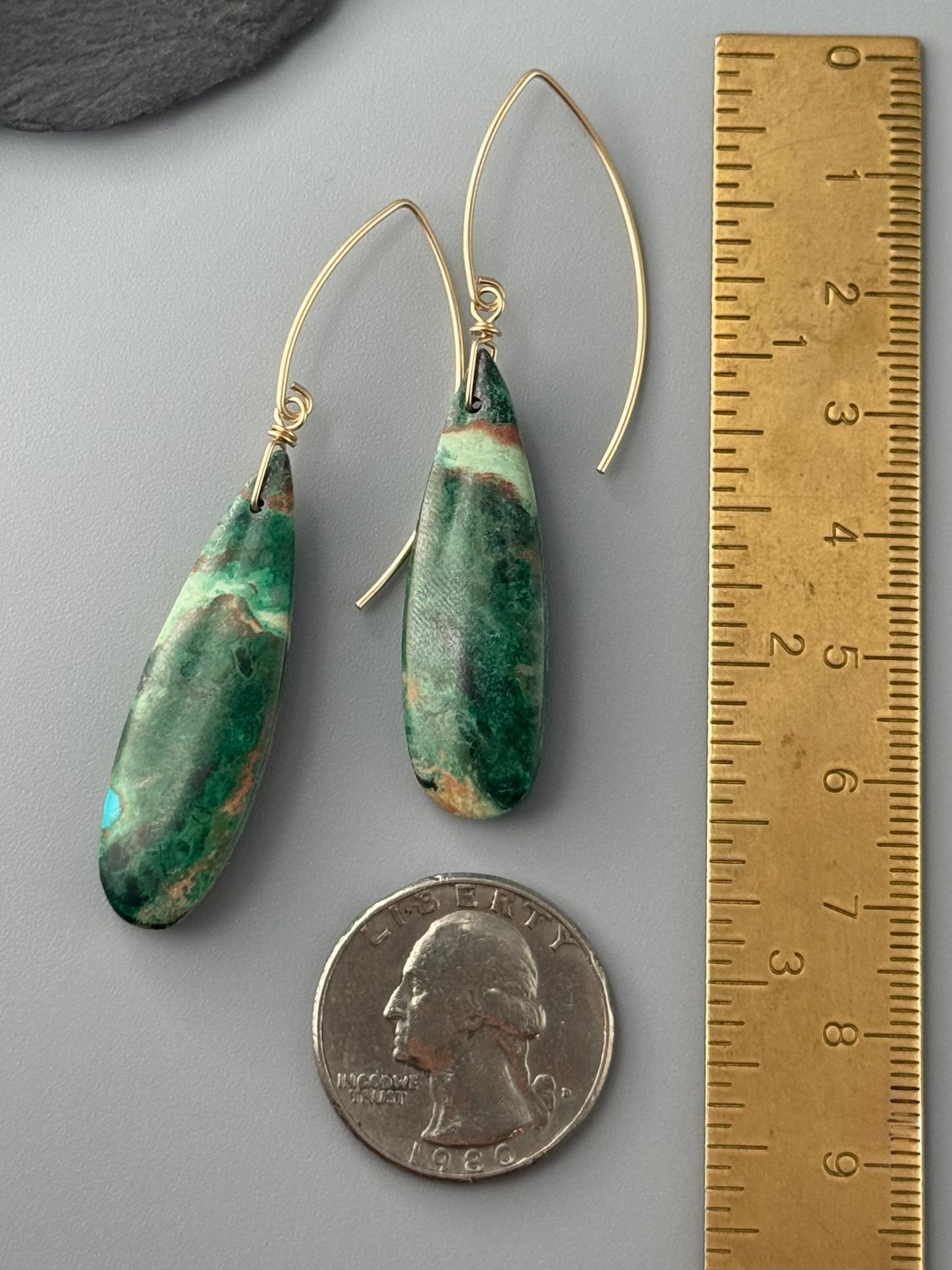 •STRAY• malachite chrysocolla + gold earrings