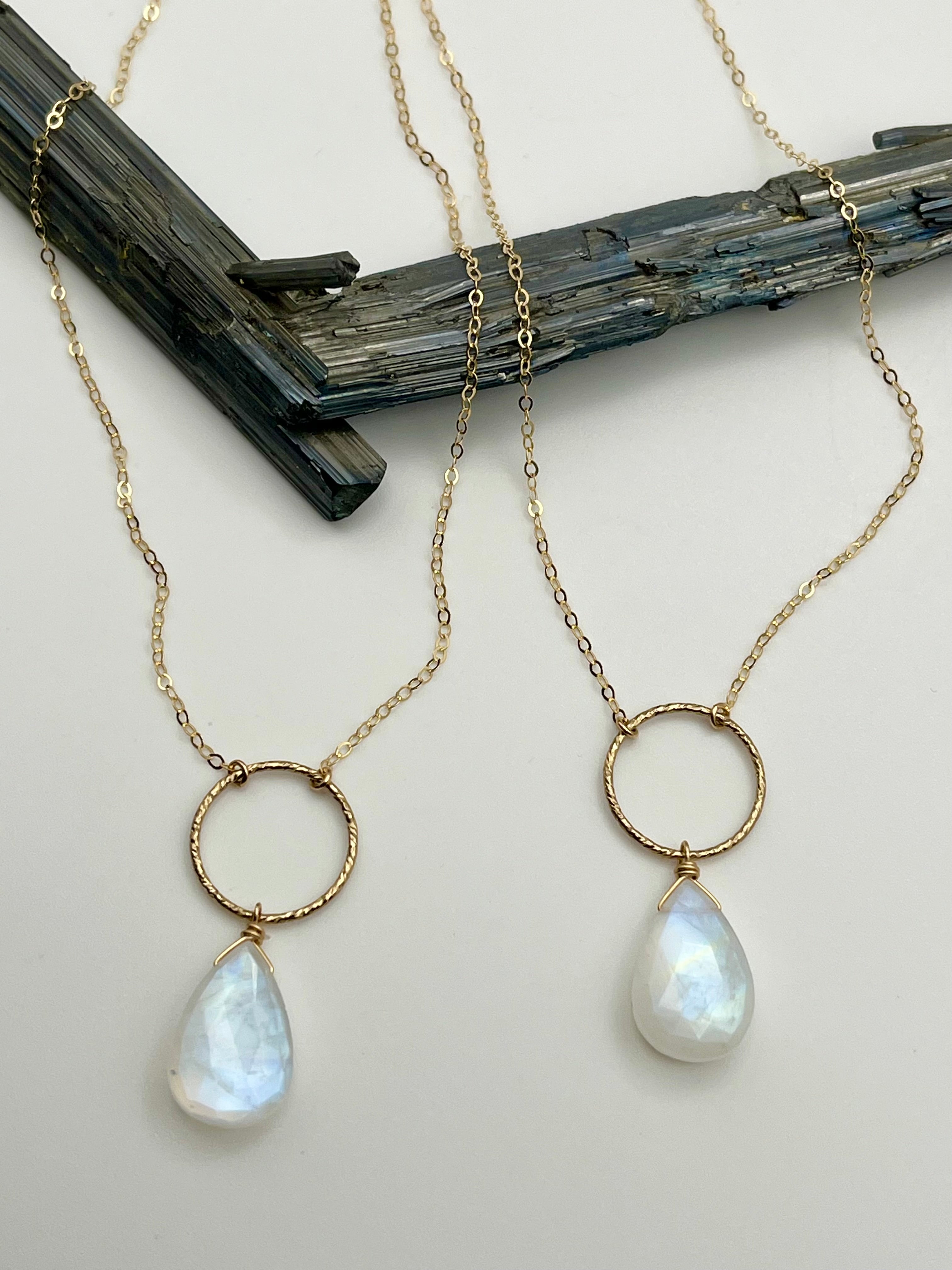 •LUNA• rainbow moonstone + gold necklace (various lengths)