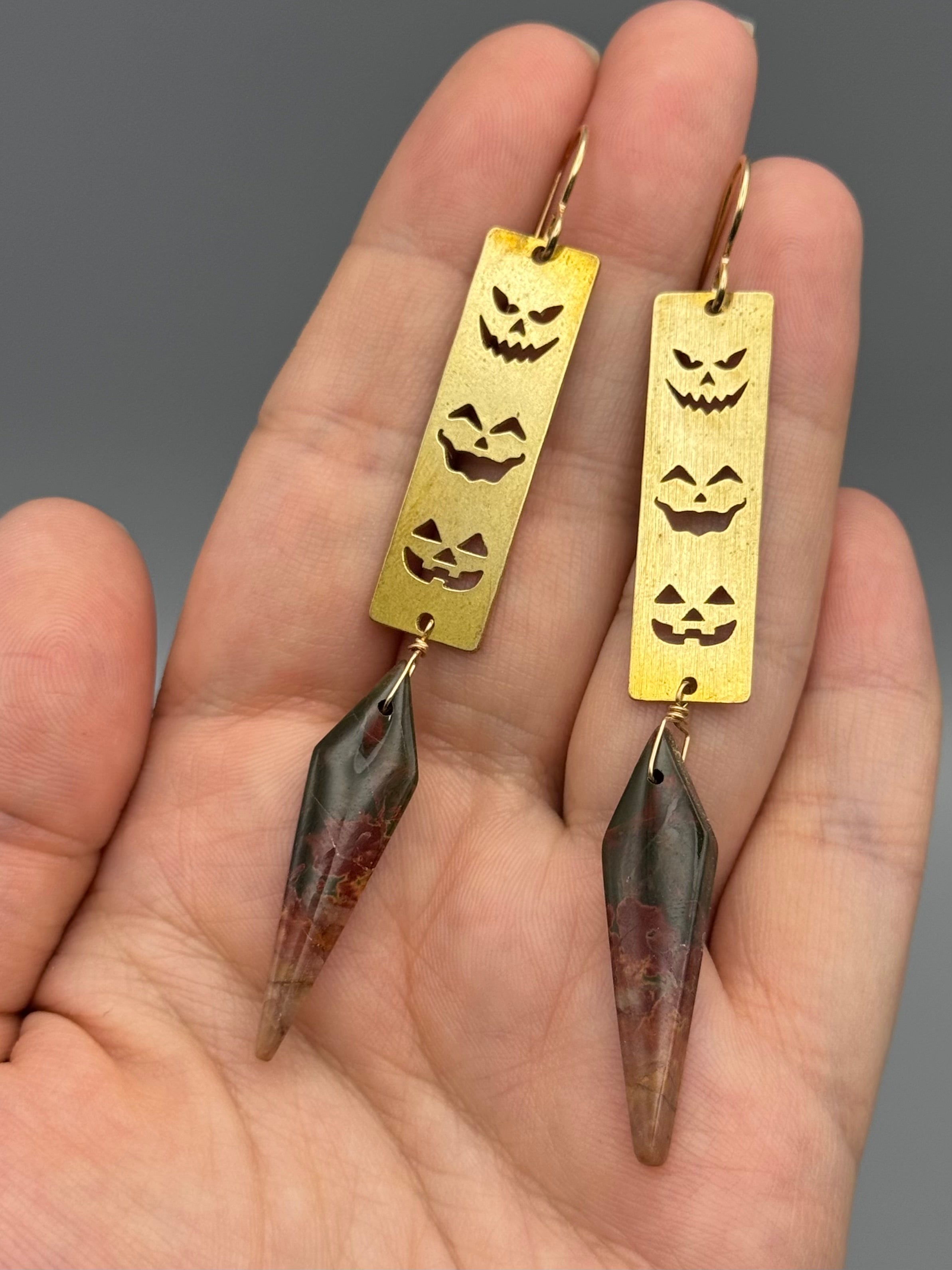 •PUMPKIN KING• jasper + gold dangle earrings