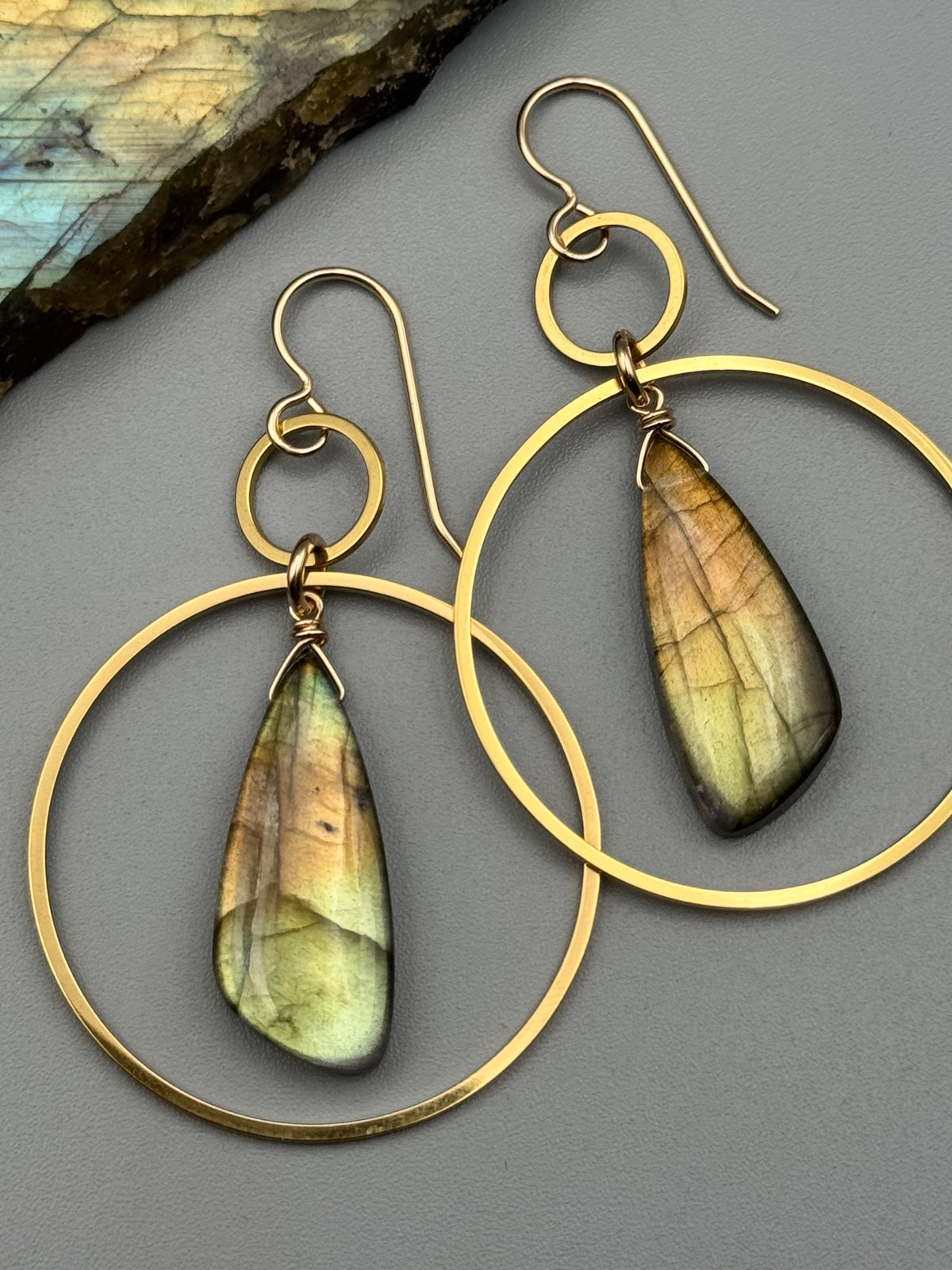 •EQUA-LUNA• golden labradorite wing + gold earrings