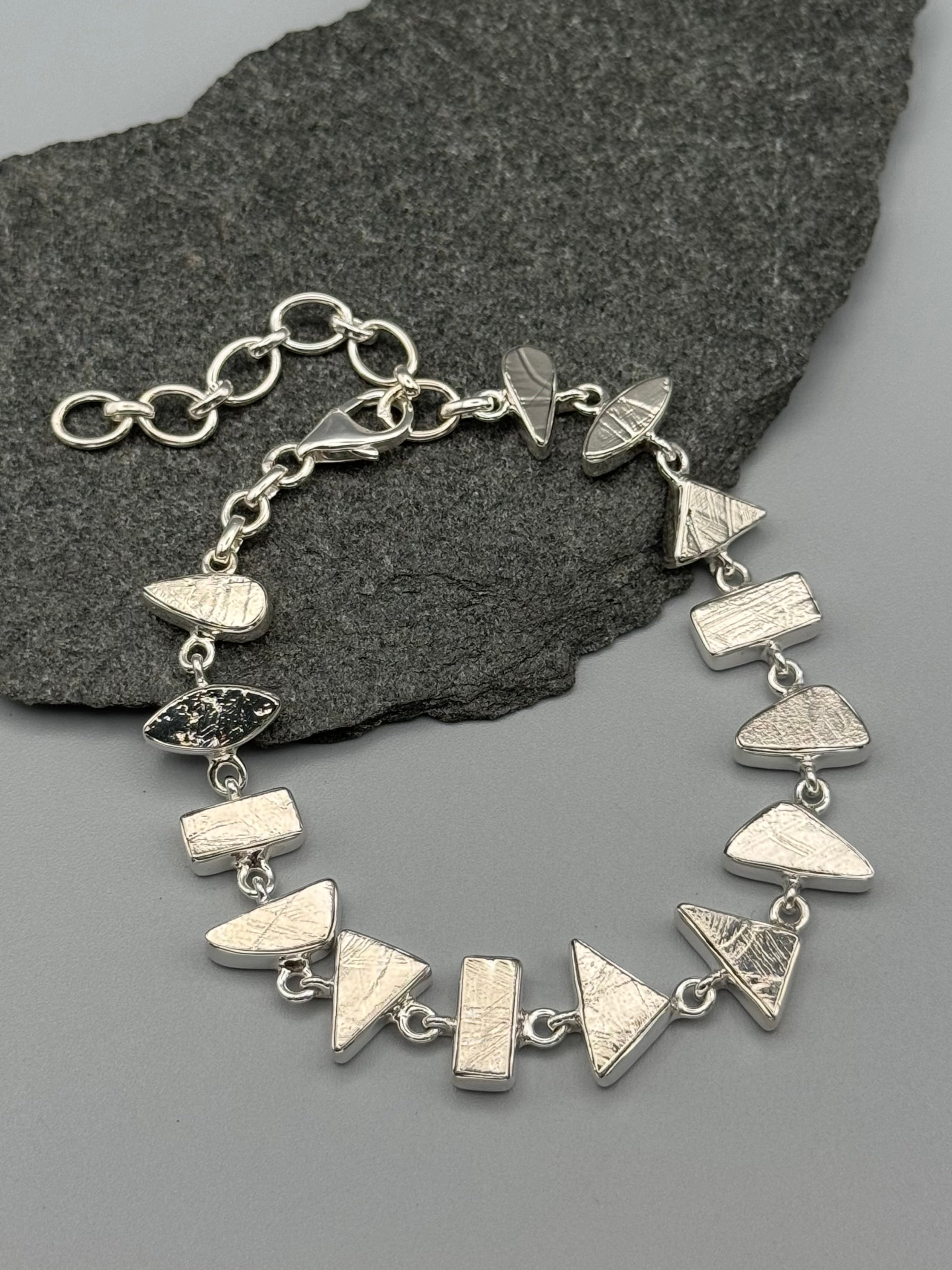 •METEORITE - GEO MIX• linked silver bracelet (7.25" - 9")