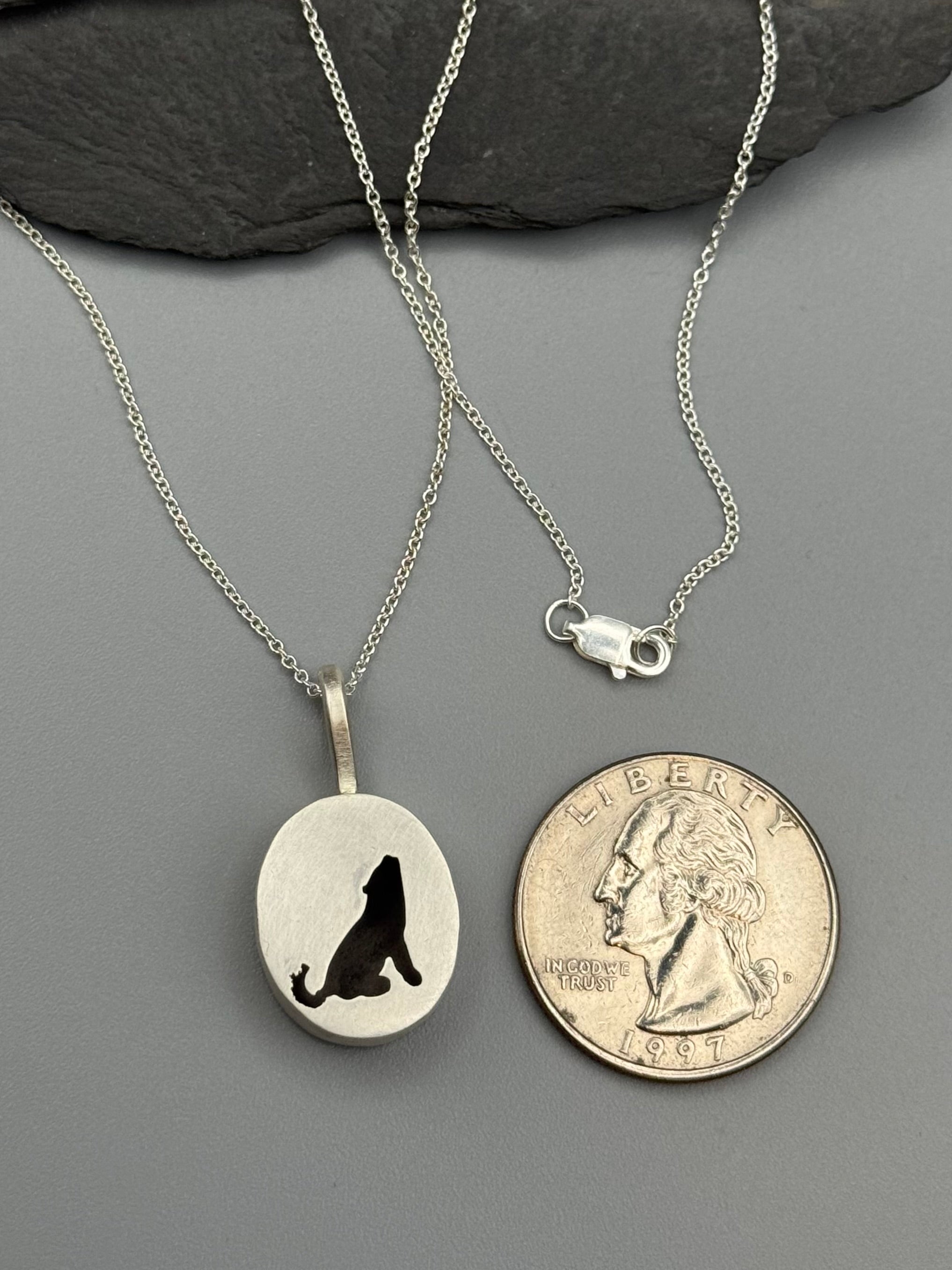 •LOBITO• small silver shadowbox necklace (18" long)