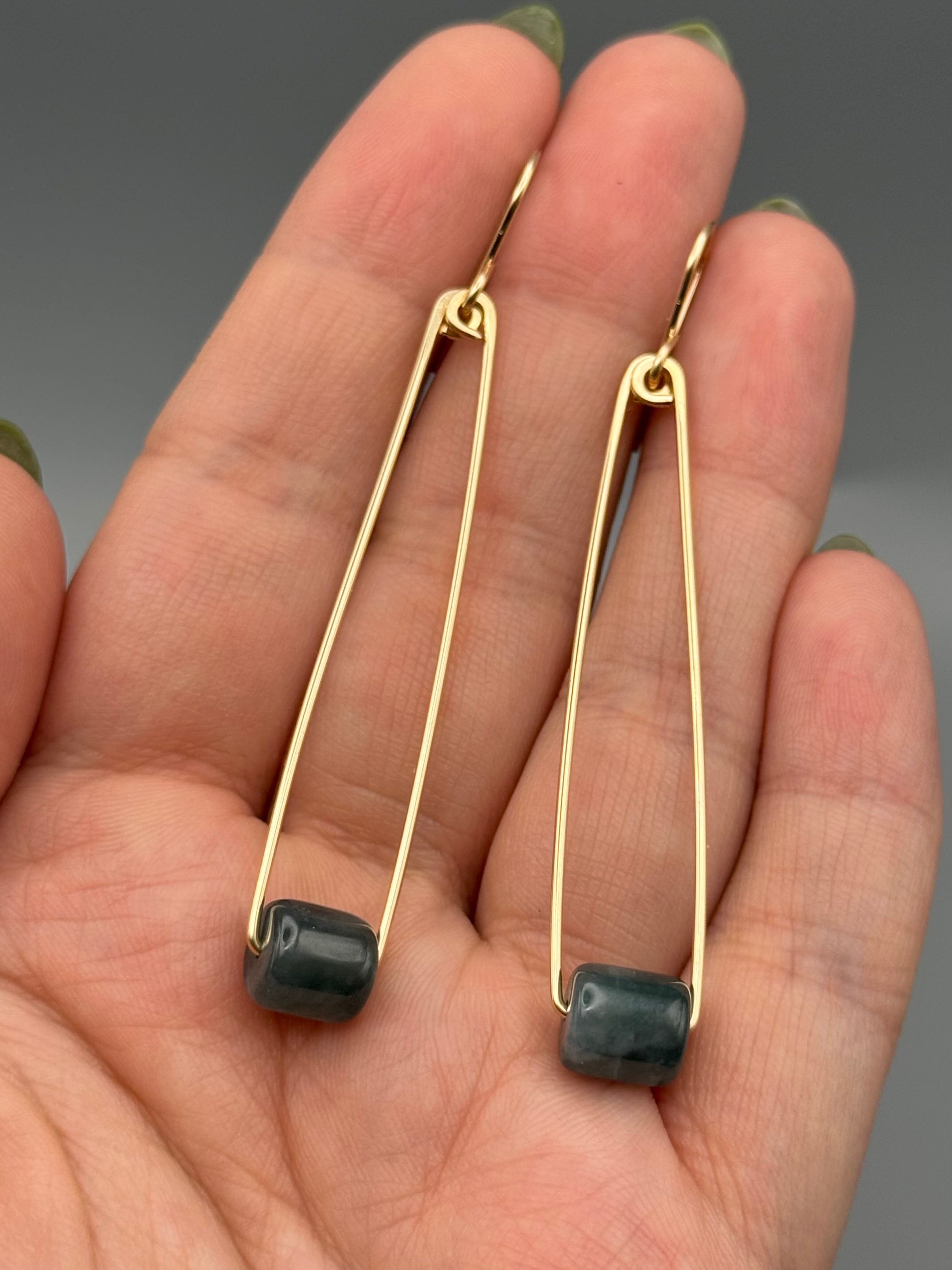 •PENDULUM• jade + gold dangle earrings