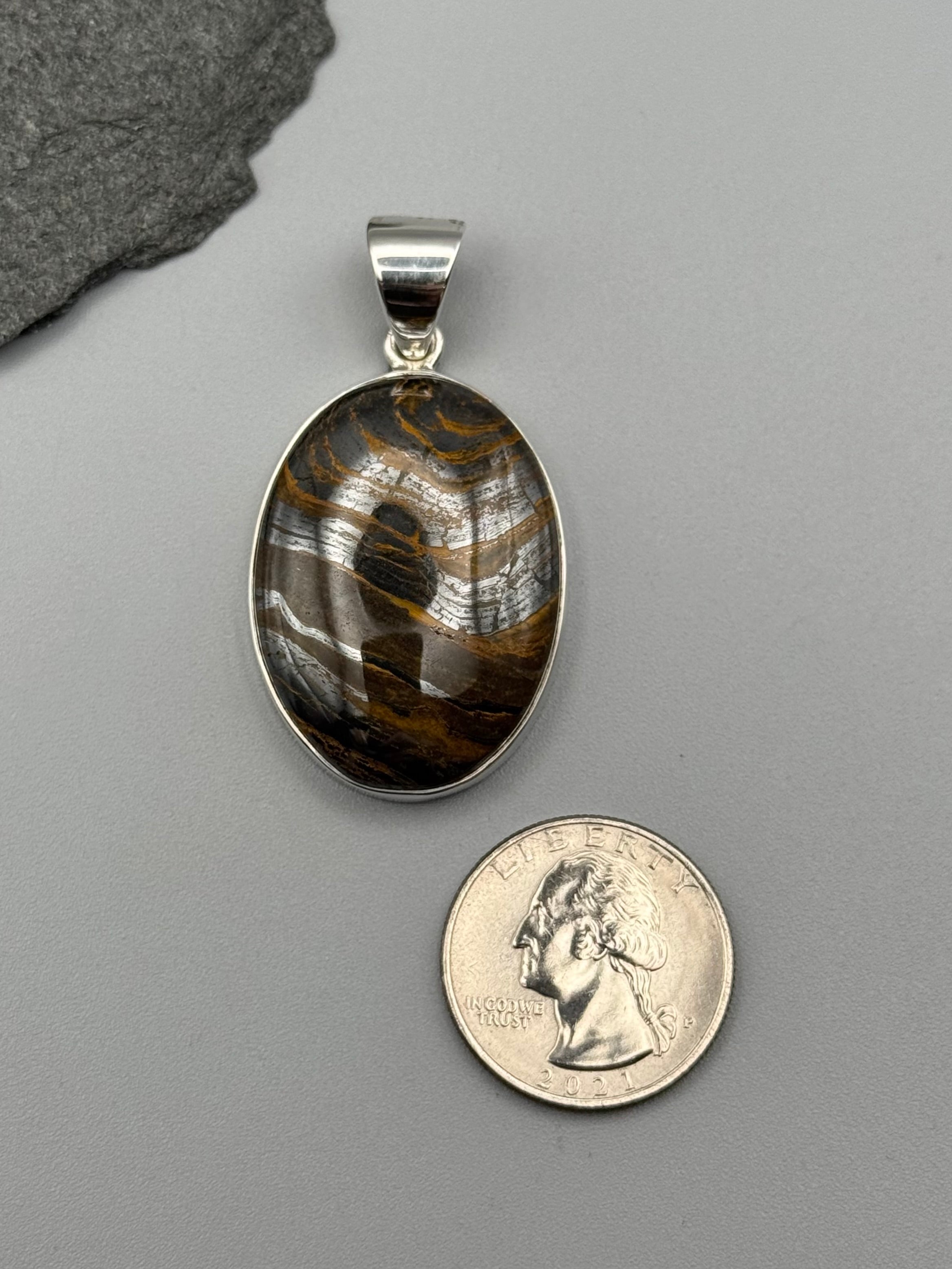 •TIGER IRON - OVAL 1• sterling silver pendant